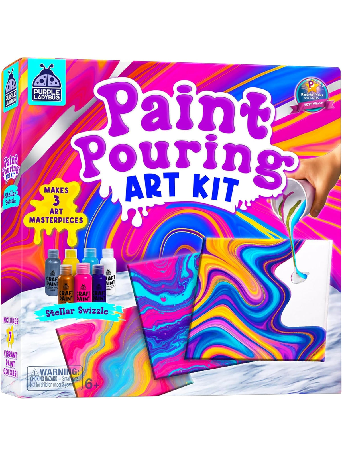 PURPLE LADYBUG Paint Pouring Art Kit for Kids 8-12 – Stellar Swizzle