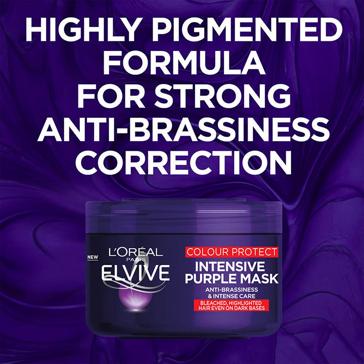L'Oréal Elvive Colour Protect Anti-Brassiness Purple Mask 250 gm for Blonde, Bleached & Highlighted Hair