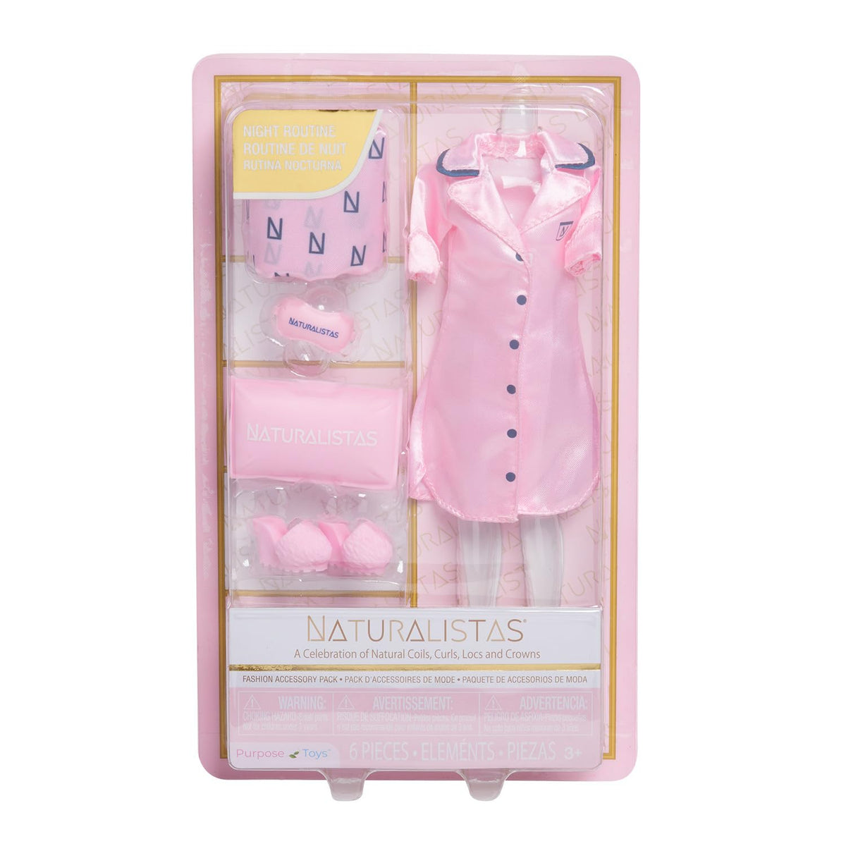 Purpose Toys Naturalistas Night Routine Fashion Pack — 6-Piece Outfit & Accessories for 11.5-Inch Dolls