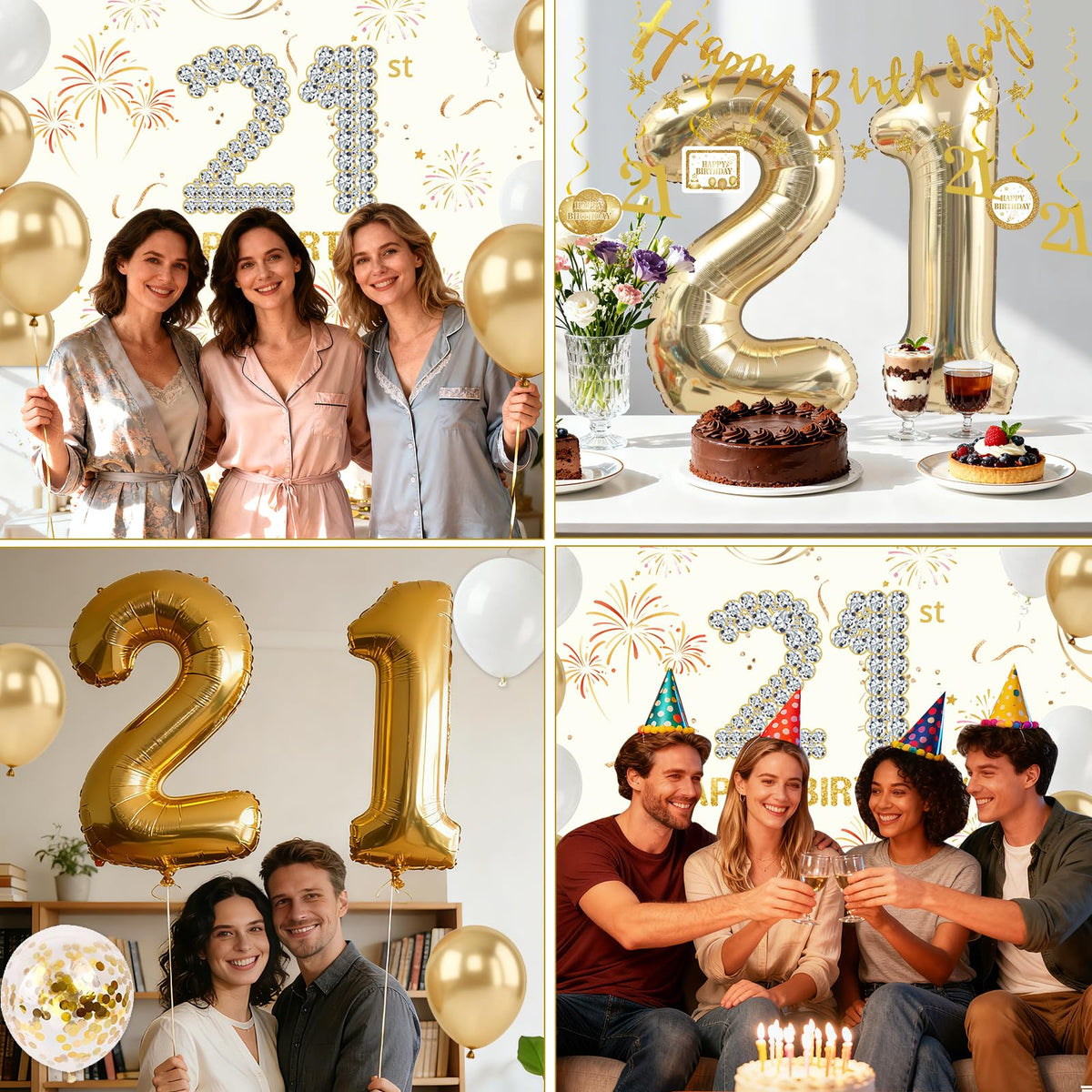 Purtarly 21st Birthday Decorations for Her – Champagne Gold Party Kit