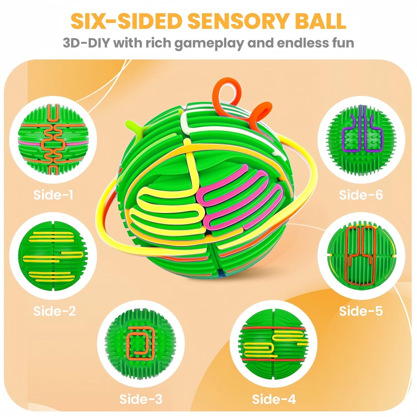 PushGoGo Sensory Ball – 3D DIY Fidget Toy for Calming, Anxiety & ADHD (Green)