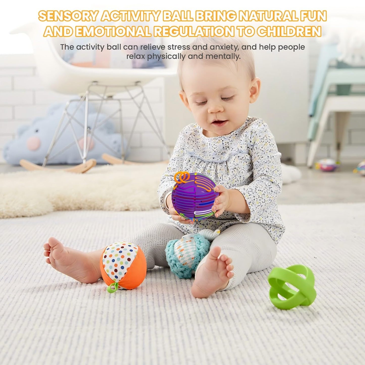 PushGoGo Sensory Activity Ball – 3D DIY Fidget Toy for Calm & Focus (Purple)