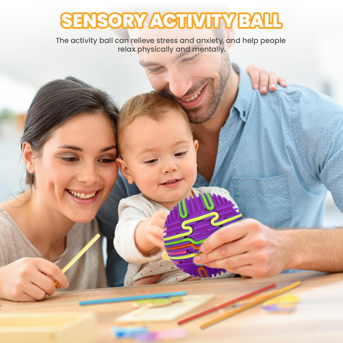 PushGoGo Sensory Activity Ball – 3D DIY Fidget Toy for Calm & Focus (Purple)