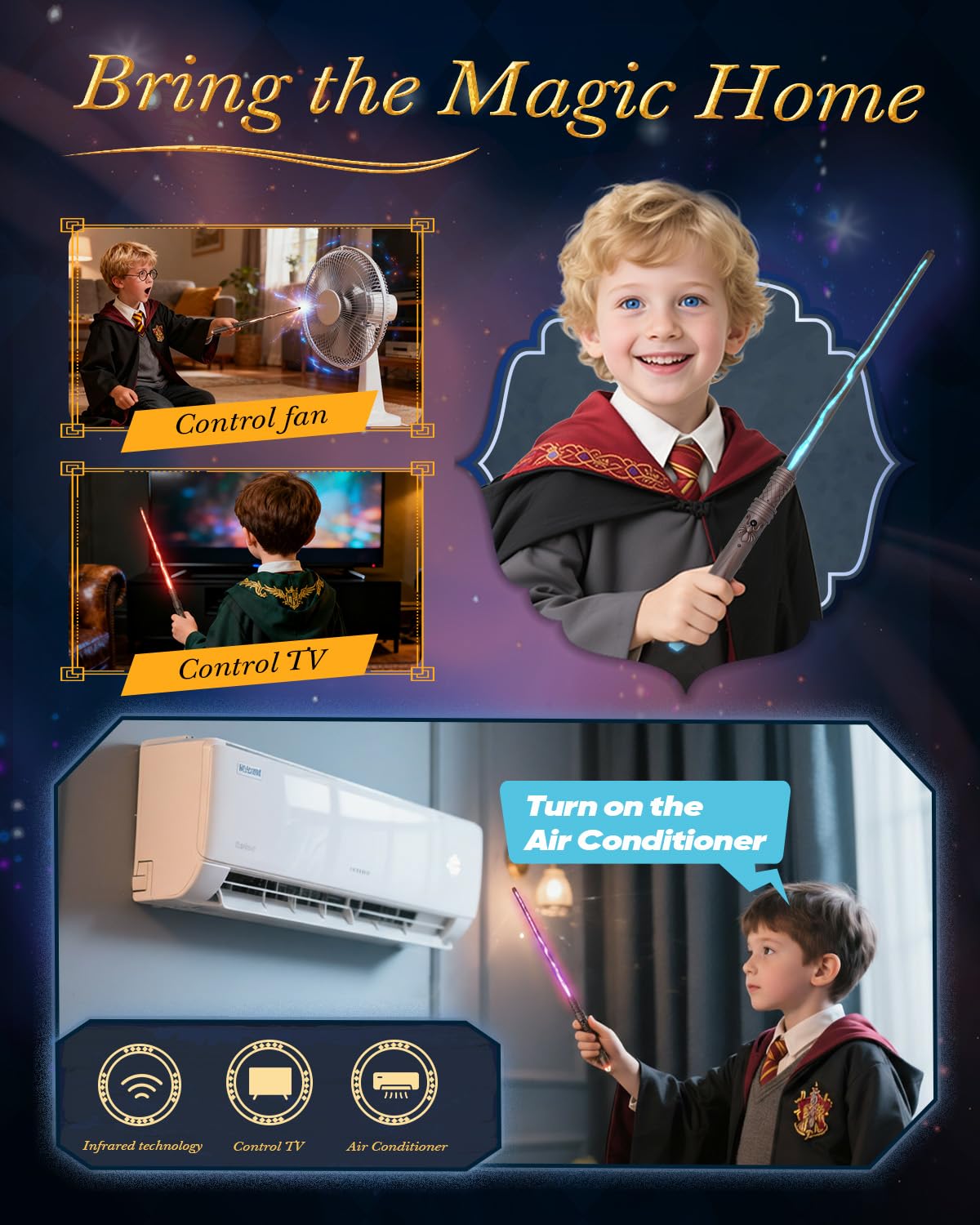 Pussan Wizard Spell Wand – Voice-Controlled Light Effects & Custom Spells