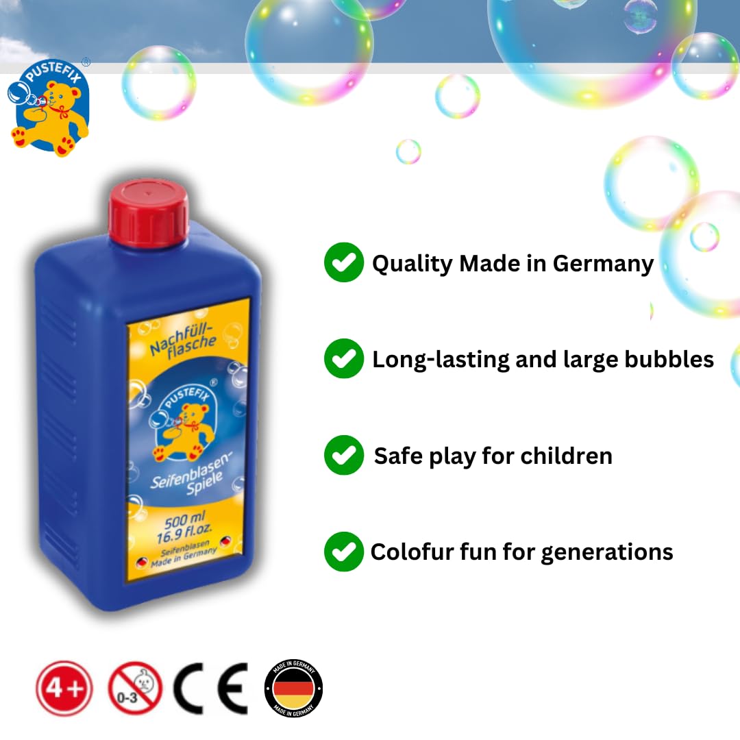 Pustefix 16.9 oz Refill Bottle – Bubble Blowing Solution (500 ml)