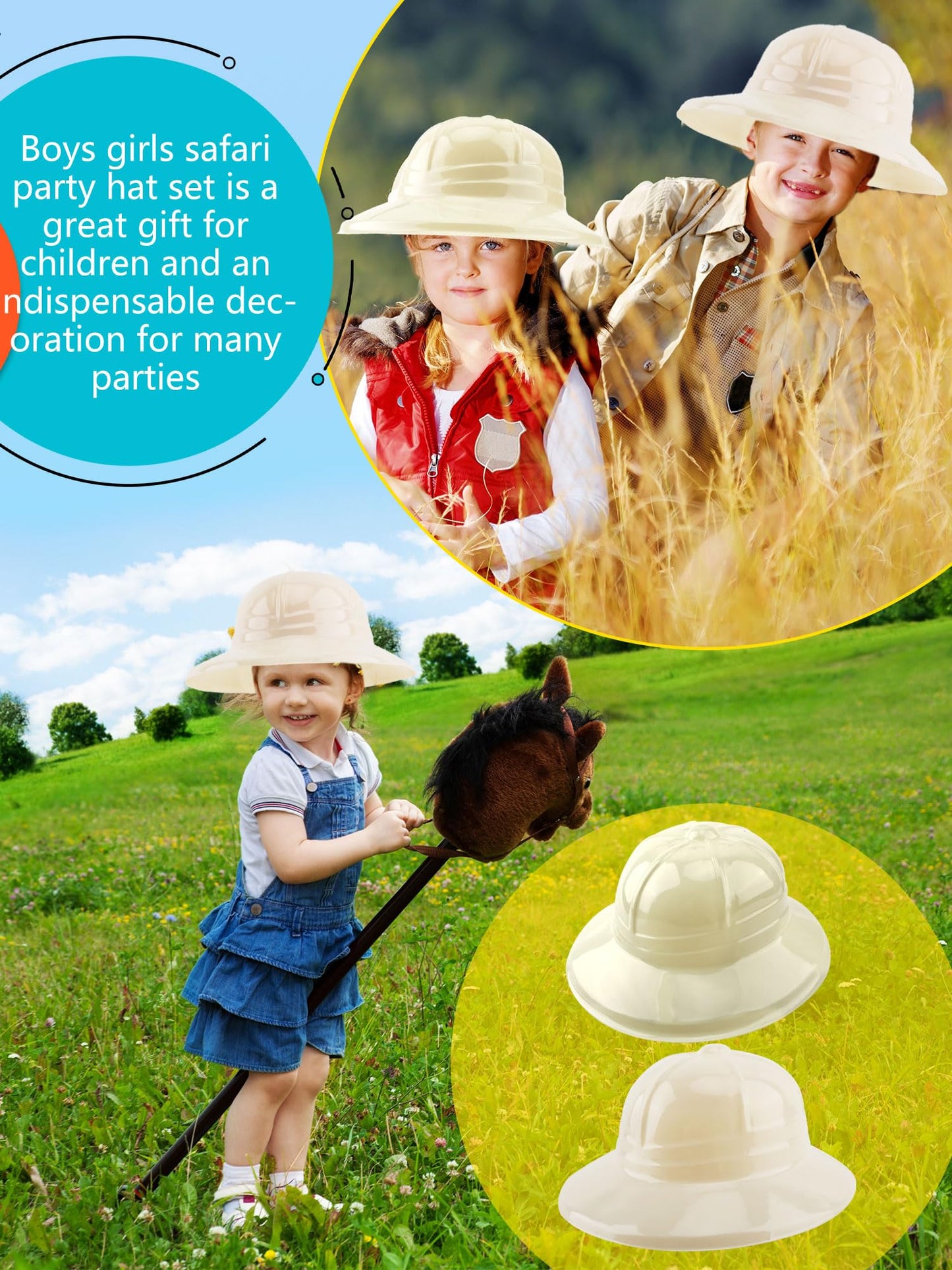 Puteraya 36 Pcs Kids Safari Party Hats Bulk – Jungle Explorer Hats