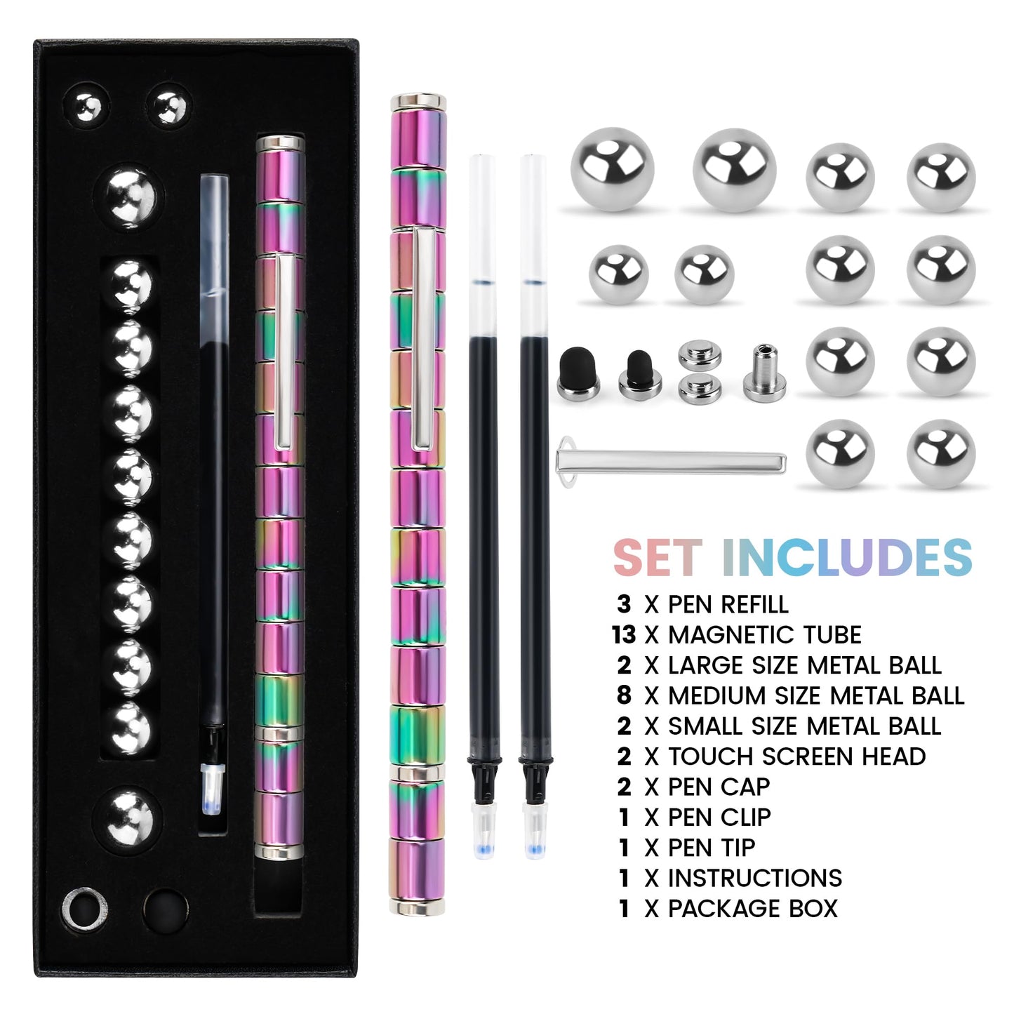 Puxmrko Fidget Pen — Magnetic Stress-Relief Toy for Teens (Colorful)