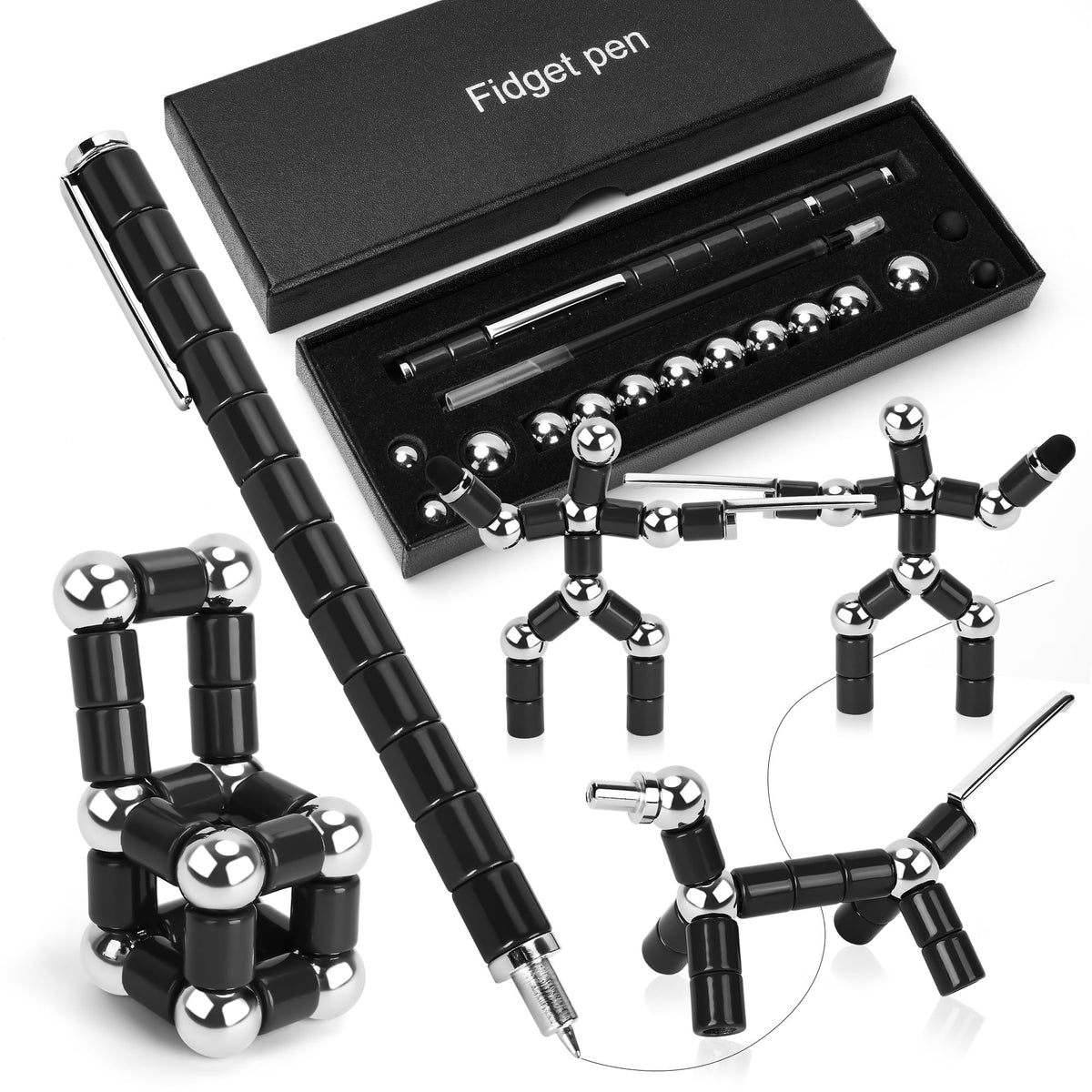 Puxmrko Finger Pen – Magnetic Fidget Toy for Teens (Black)