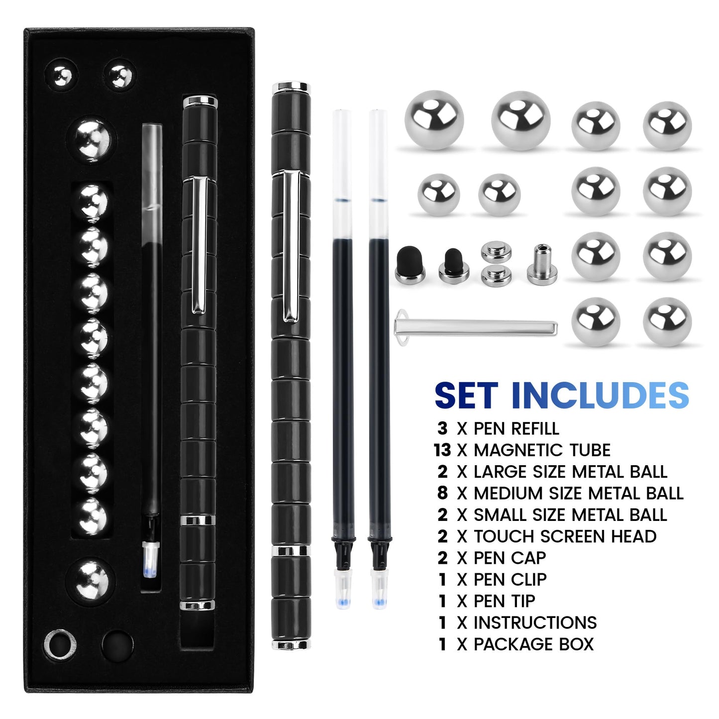 Puxmrko Finger Pen – Magnetic Fidget Toy for Teens (Black)