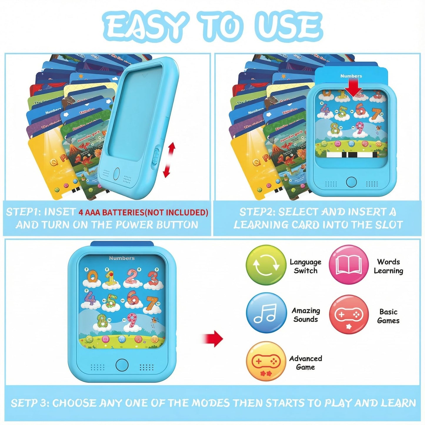 Puzcande Kids Educational Tablet Toy – Bilingual Learning for Ages 2-6