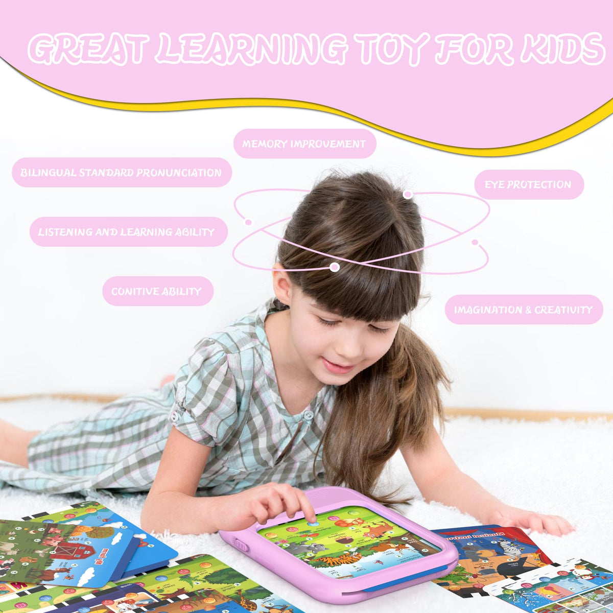 Puzcande Kids Educational Tablet Toy – Bilingual Learning, Screenless Fun, 5 Modes