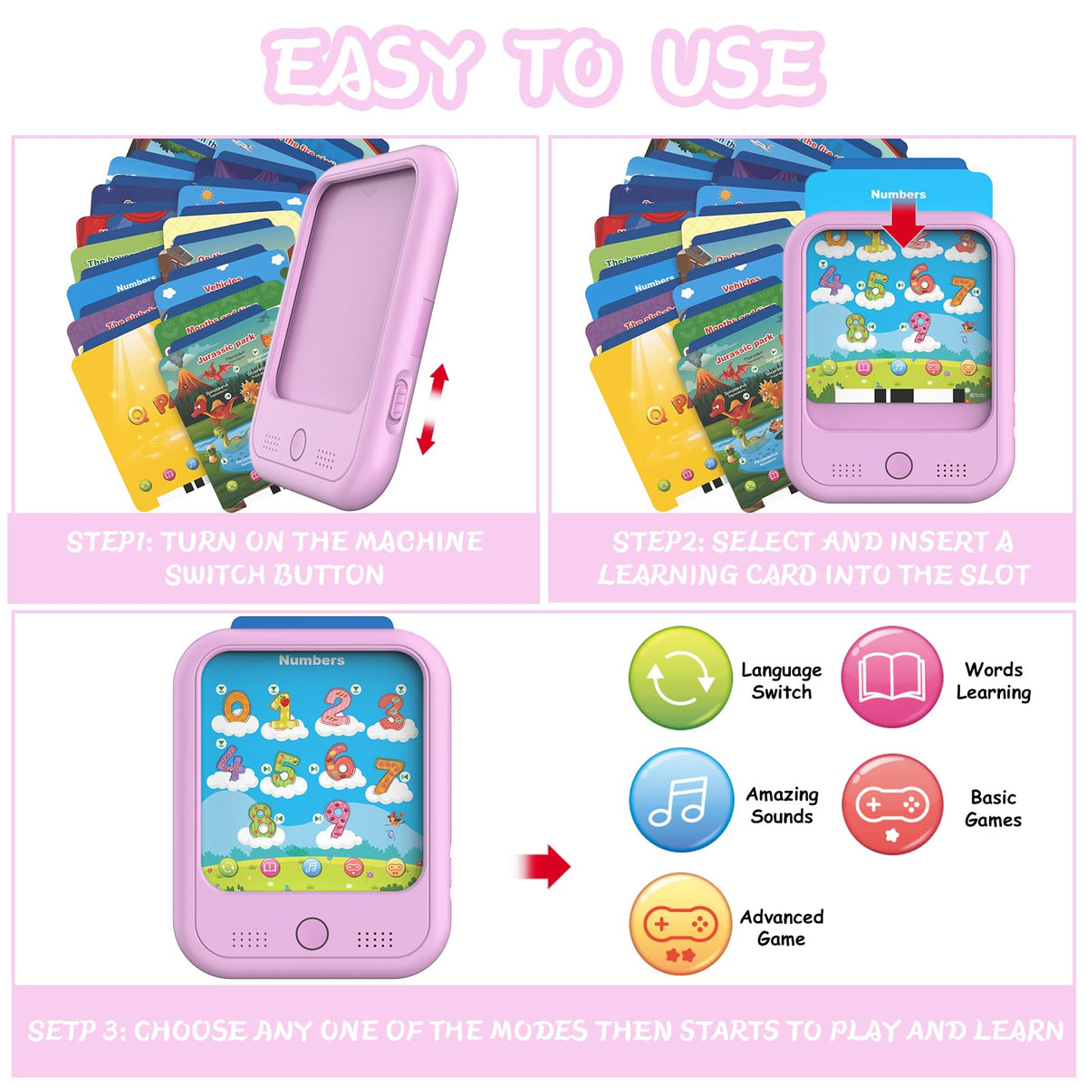 Puzcande Kids Educational Tablet Toy – Bilingual Learning, Screenless Fun, 5 Modes