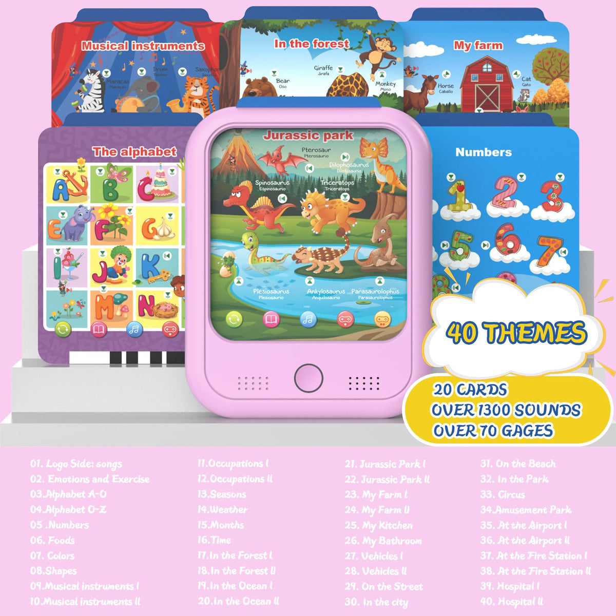 Puzcande Kids Educational Tablet Toy – Bilingual Learning, Screenless Fun, 5 Modes
