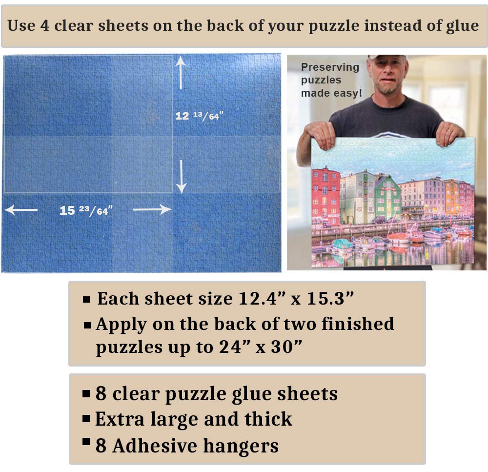 PUZZLE EZ Preserve 2x1000-Piece Puzzles with Clear Glue Sheets (8 Sheets)