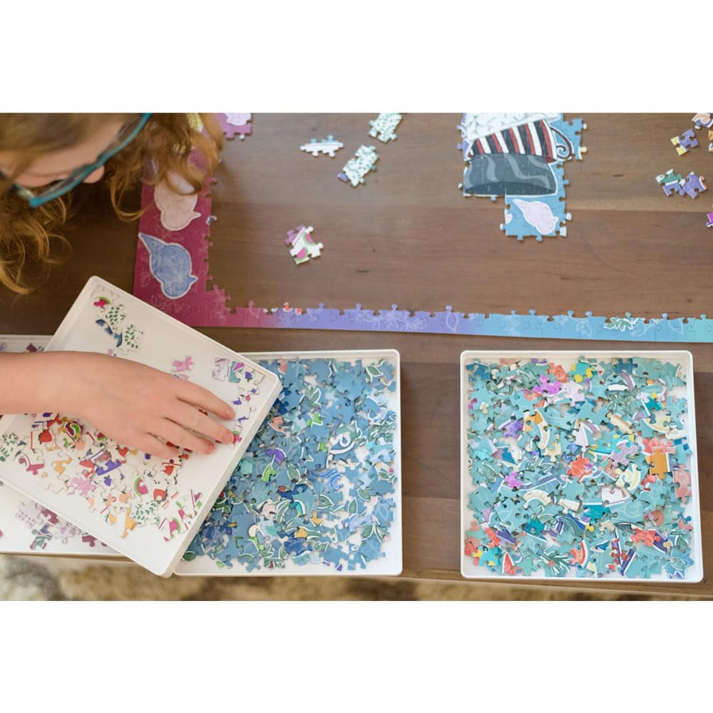 PUZZLE EZ 8 Puzzle Sorting Trays with Lid – Holds Up to 1000 Pieces | Space-Saving Puzzle Organizer