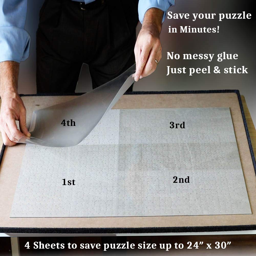 Puzzle EZ Clear Glue Sheets - Extra Large Puzzle Saver for 1000-Piece Puzzles (Peel & Stick 24x30)