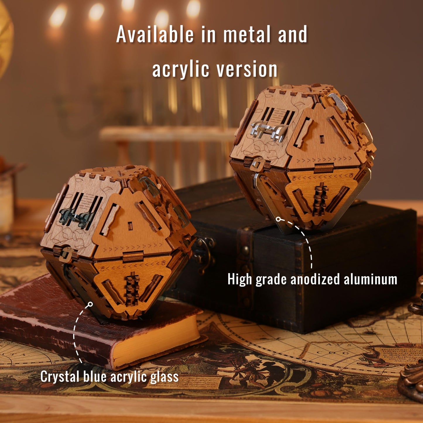 Puzzle Potato Philosopher's Stone Puzzle Box – 3D Brain Teaser, Wooden Treasure Chest, Money Gift Box (Metal)