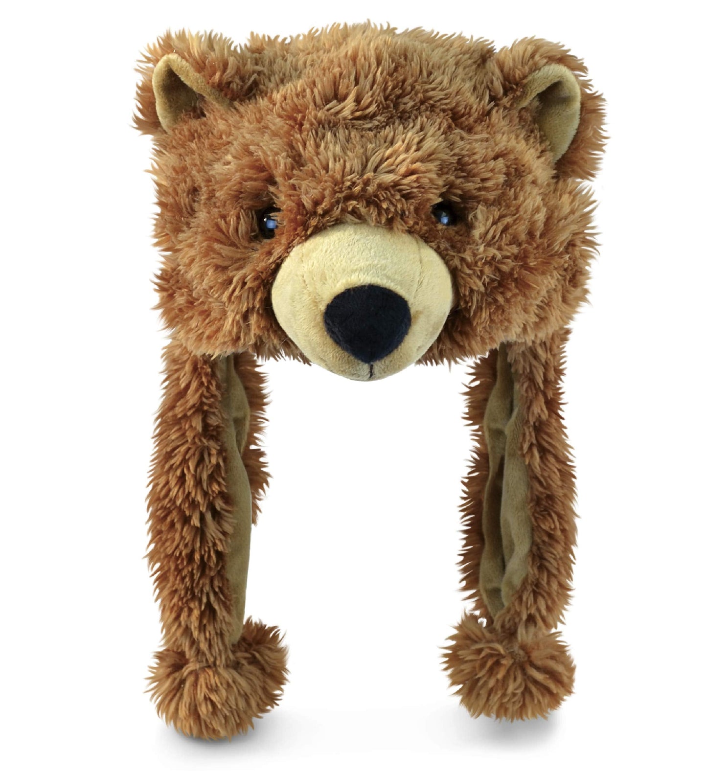 Puzzled Brown Grizzly Bear Hat – Plush Ear-Flap Beanie for All Ages