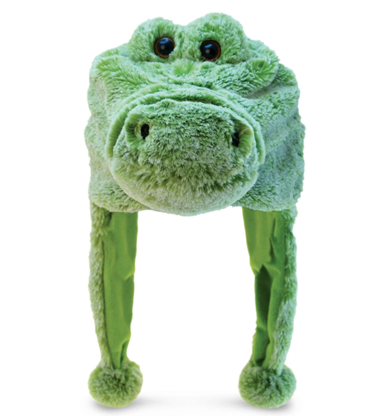 Puzzled DolliBu Alligator Plush Hat – Cozy Green Beanie with Ear Flaps for Kids
