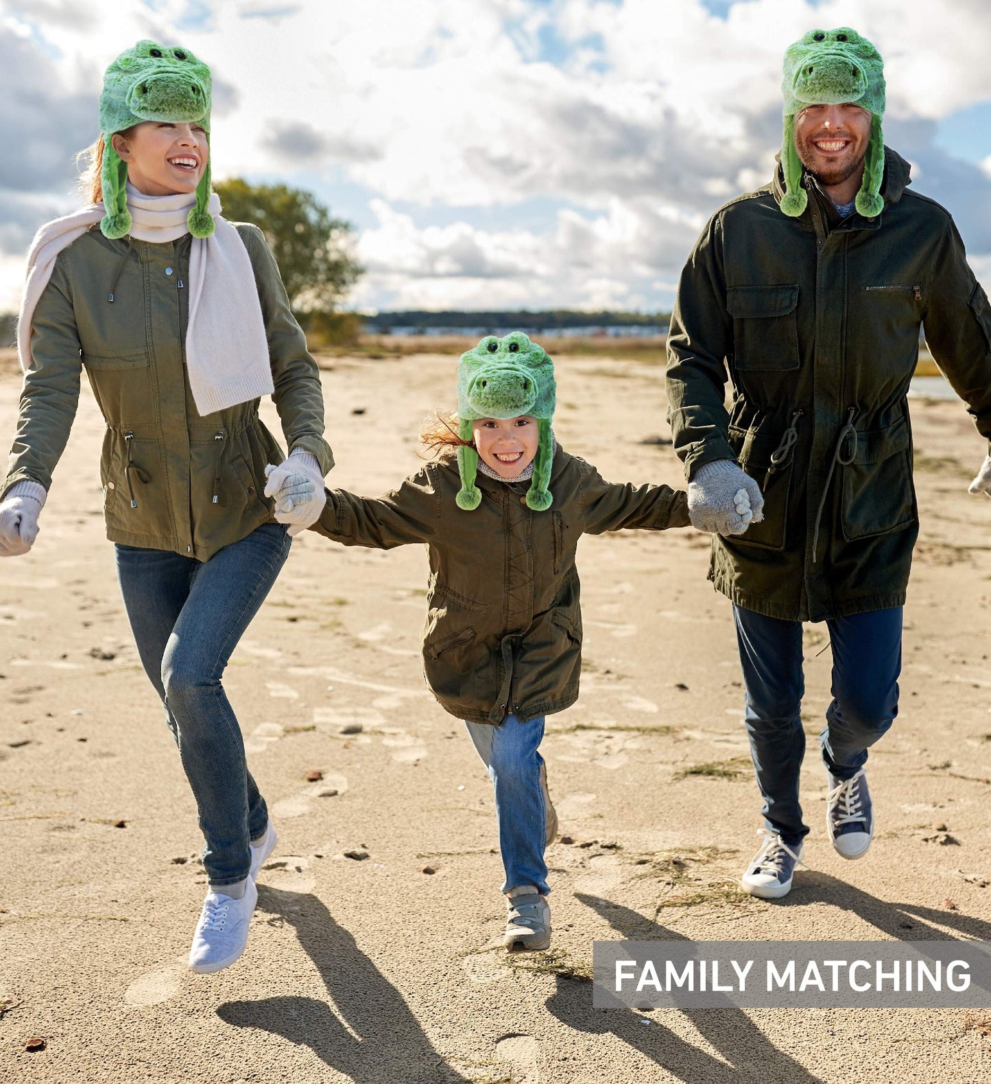 Puzzled DolliBu Alligator Plush Hat – Cozy Green Beanie with Ear Flaps for Kids
