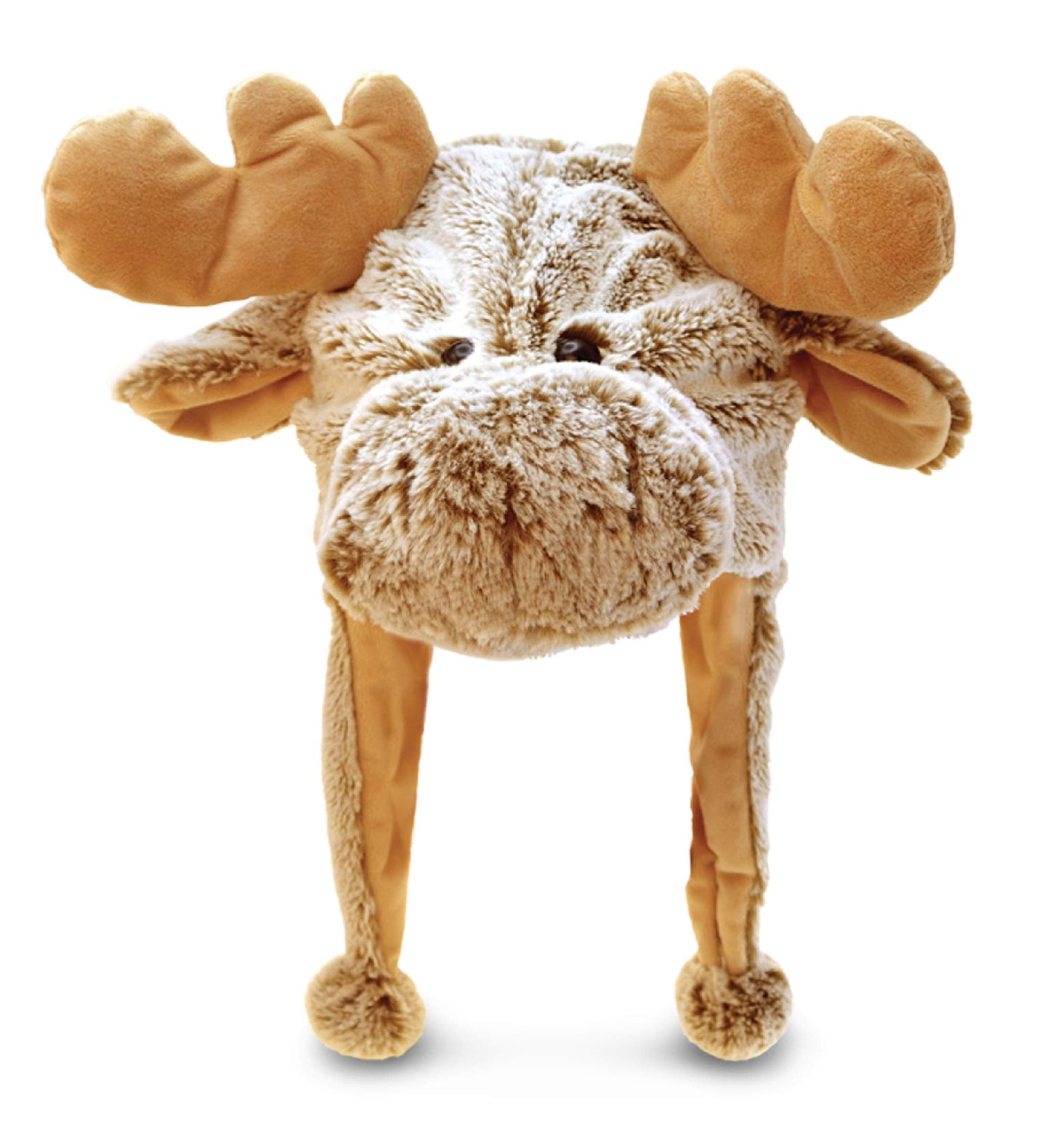 Puzzled DolliBu Brown Moose Plush Beanie – Warm Winter Hat with Ear Flaps for Adults & Kids