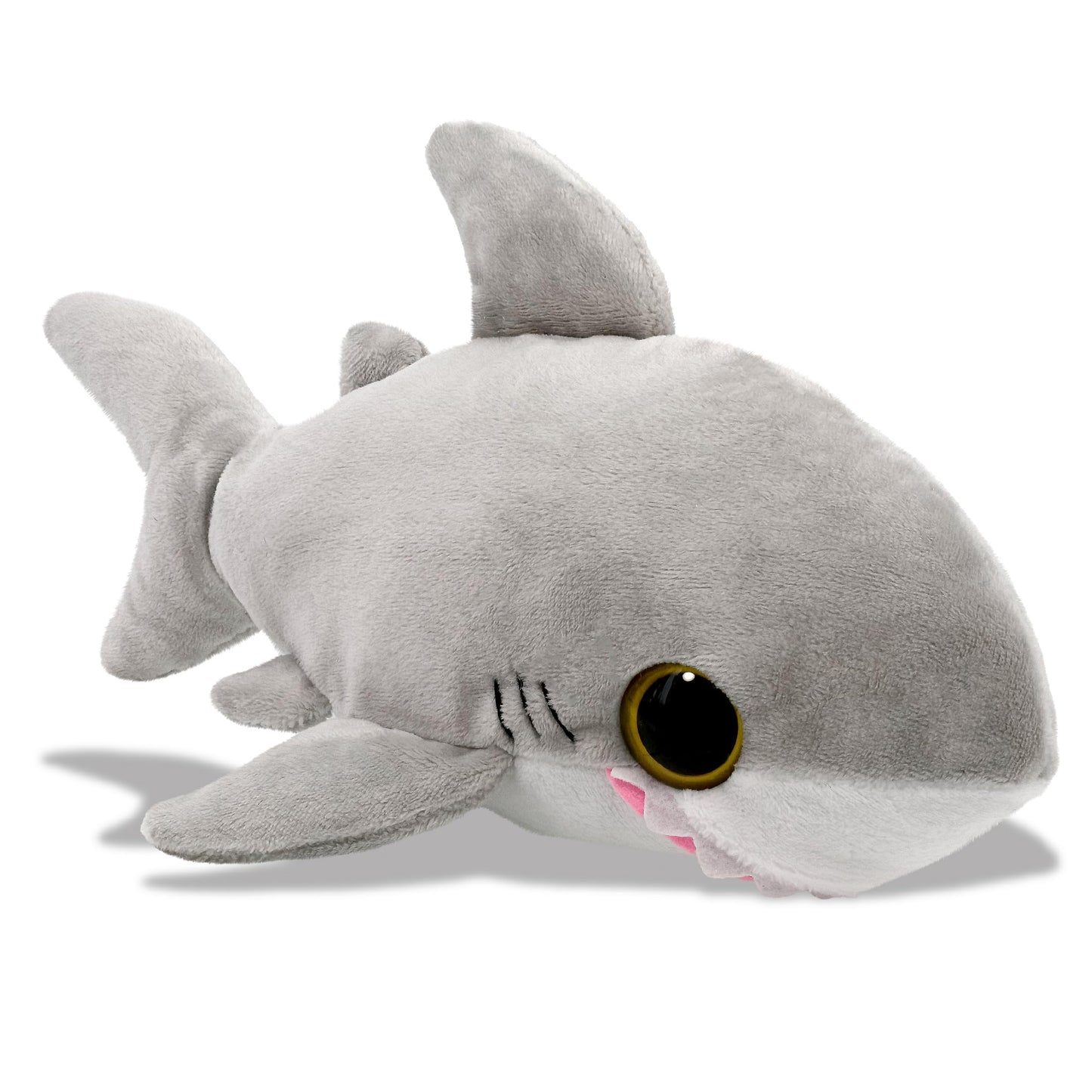 Puzzled Plush Shark 6-Inch Big Eye Grey Shark – Soft Cuddle Toy for Kids & Adults