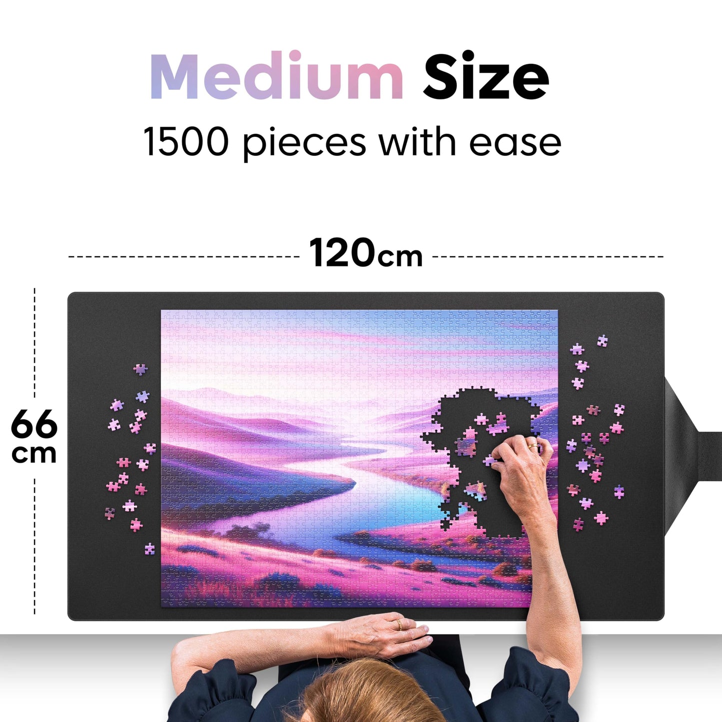 Puzzlup Luxury Puzzle Mat – 26x47 in, 1500-Piece Capacity, Leather Carrying Case, Non-Slip, Roll-Up