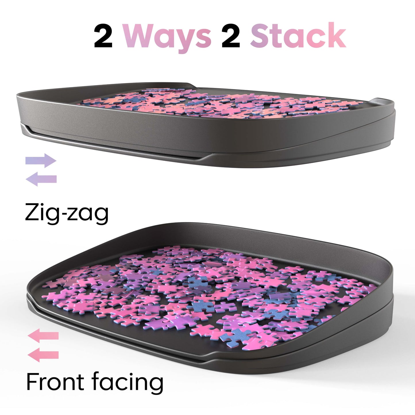 Puzzlup Puzzle Sorting Trays – 6-Tray Set for 1500-Piece Puzzles | Open-Edge, Stackable