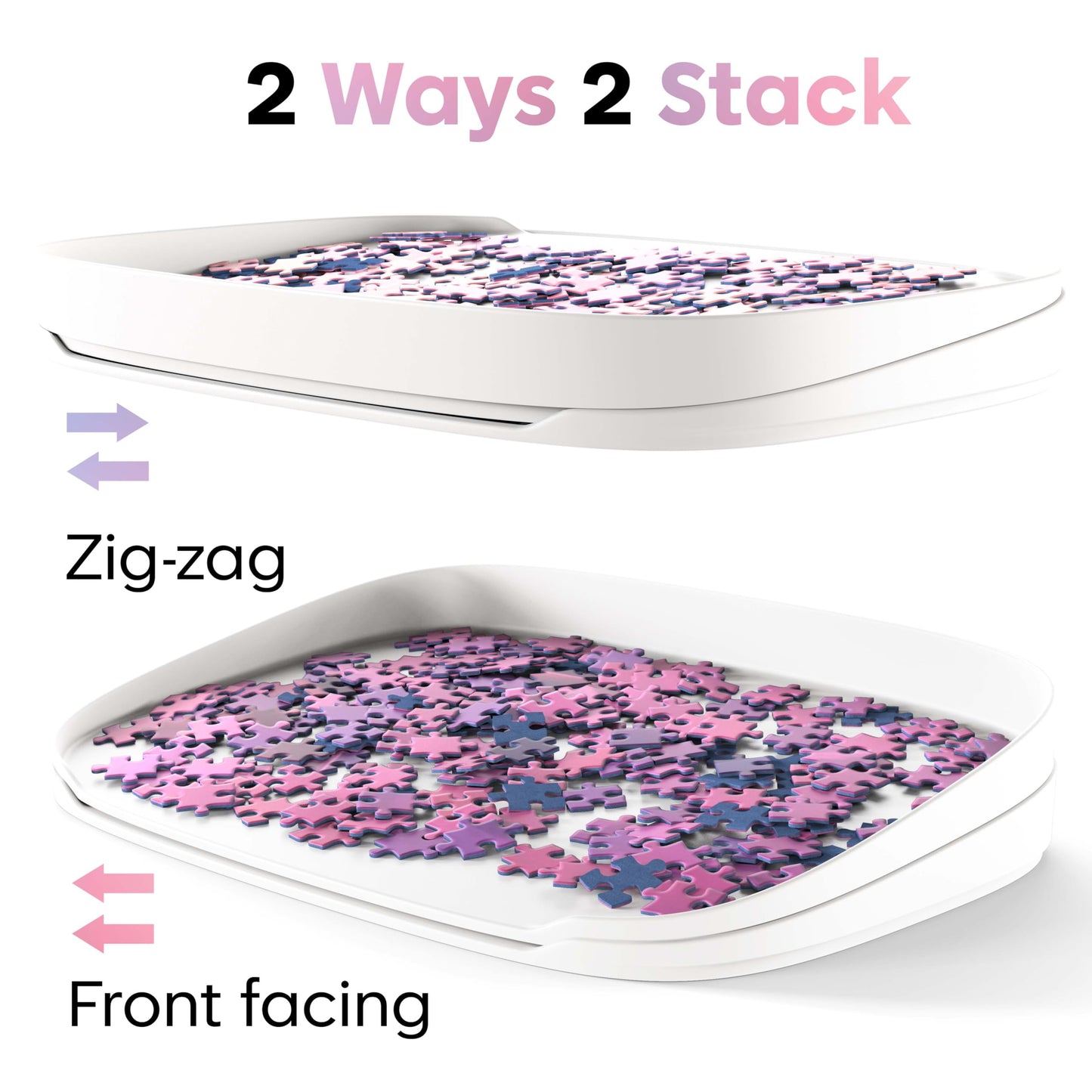 Puzzlup Puzzle Sorting Trays – Set of 6, 1500-Piece Capacity, Stackable with Box Display
