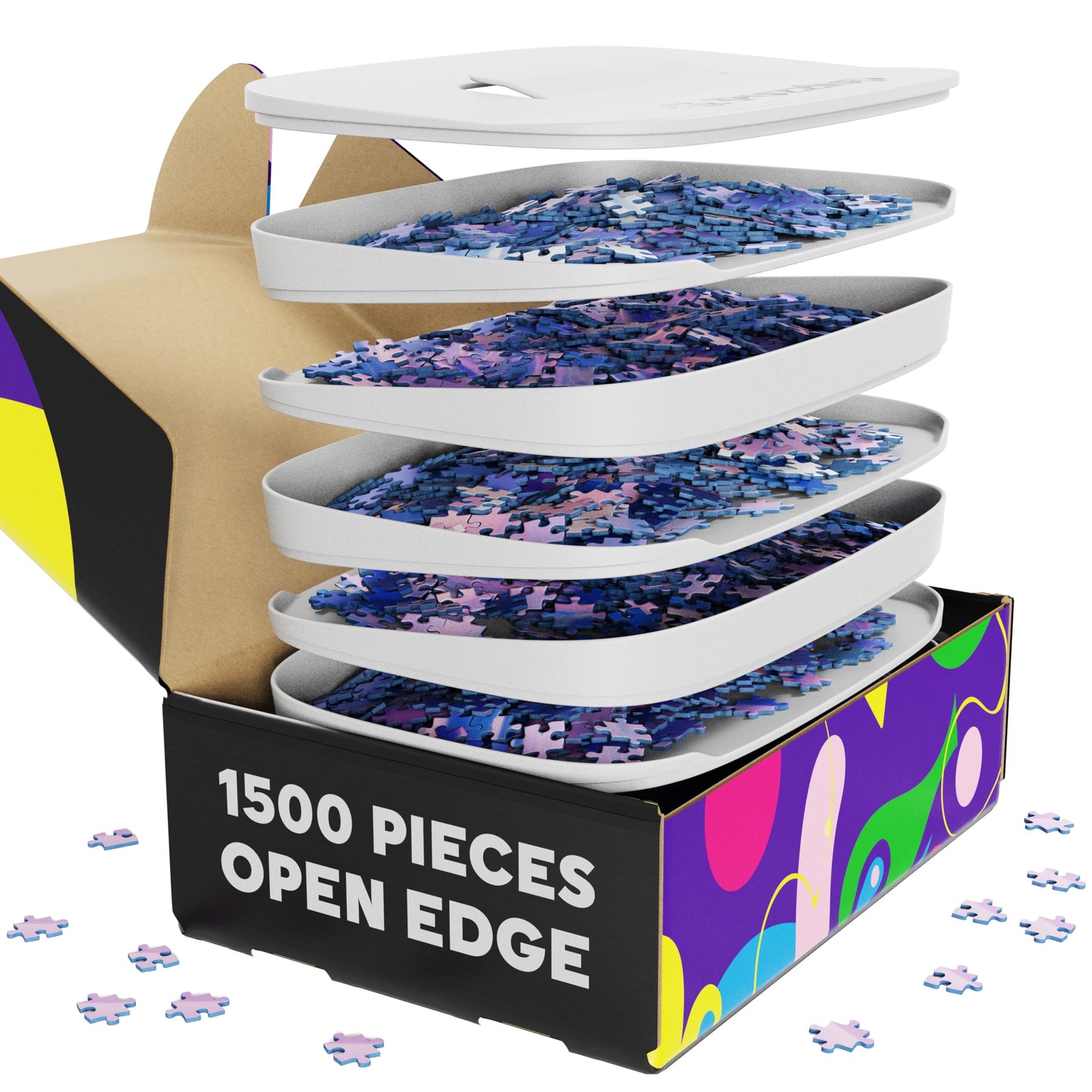 Puzzlup Puzzle Sorting Trays – Set of 6, 1500-Piece Capacity, Stackable with Box Display