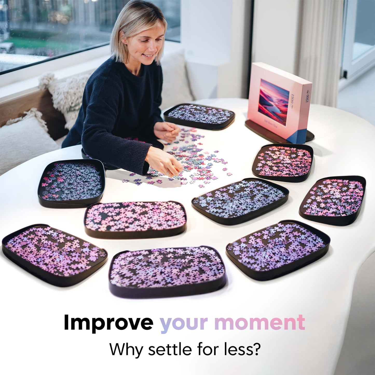 Puzzlup Puzzle Sorting Trays – 12-Tray Set for 3000-Piece Puzzles