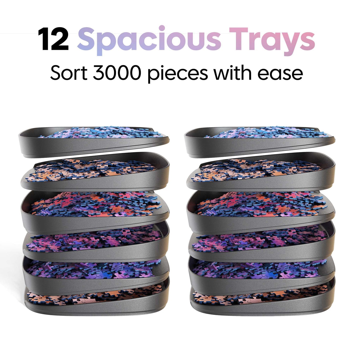 Puzzlup Puzzle Sorting Trays – 12-Tray Set for 3000-Piece Puzzles