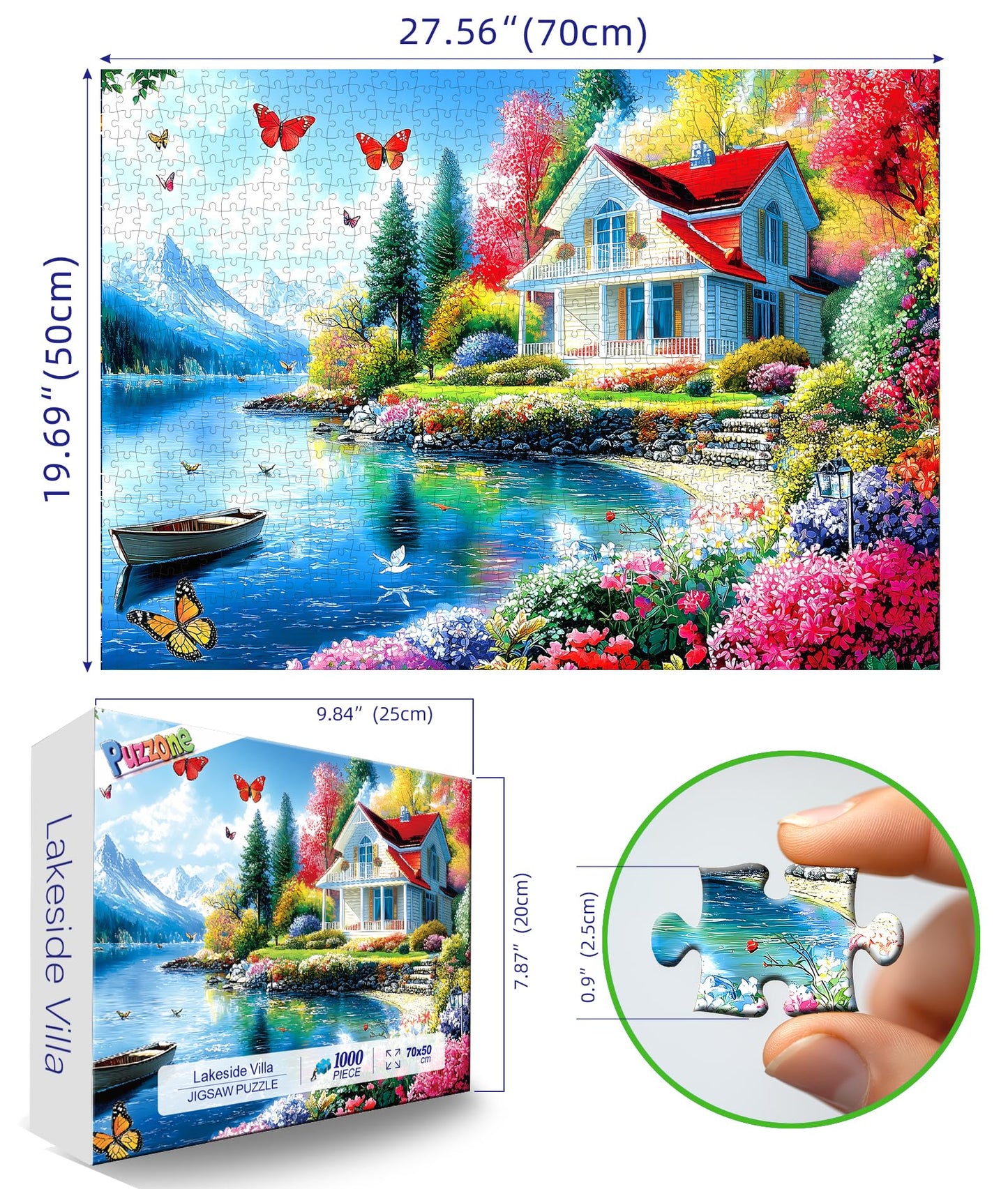 PuzzOne 1000-Piece Lakeside Villa Puzzle for Adults – Landscape Jigsaw, Relaxing Family Gift