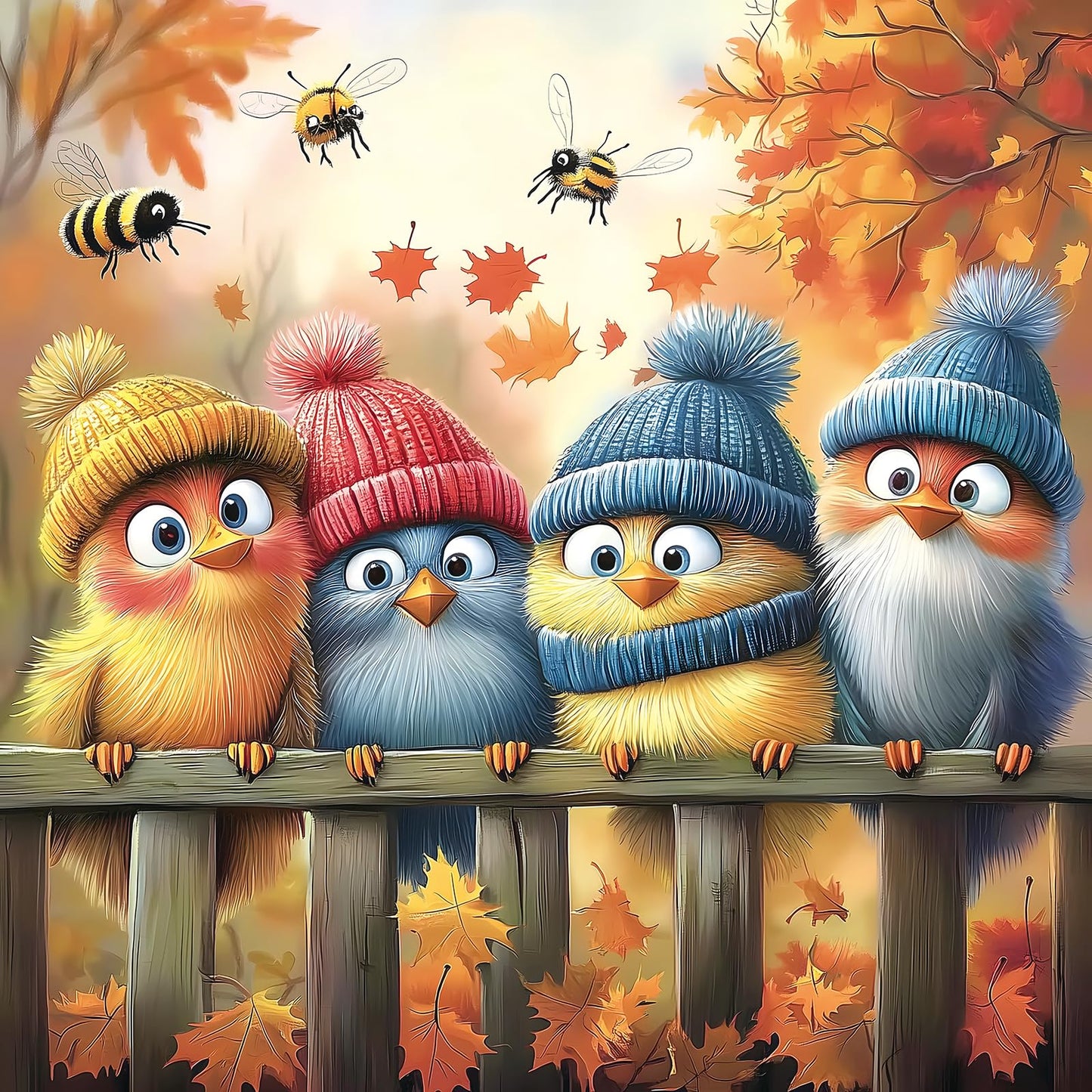 PuzzOne Autumn Birds 500-Piece Jigsaw Puzzle for Adults — Cute Fall Nature with Letters on Back