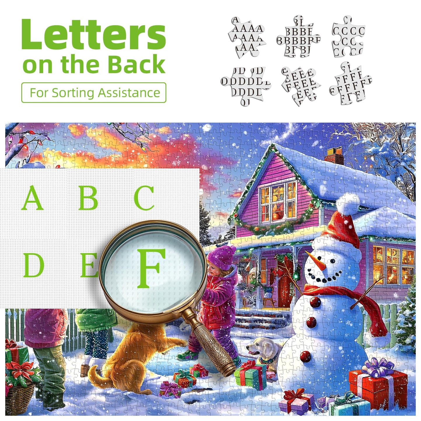 PuzzOne Christmas Puzzles for Adults — 1000 Pieces, Snowman Ice Sculpture with Dog (27.5 x 19.7 in)