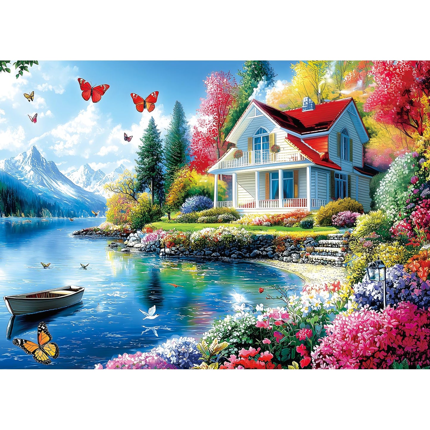 PuzzOne 1000-Piece Lakeside Villa Puzzle for Adults – Landscape Jigsaw, Relaxing Family Gift