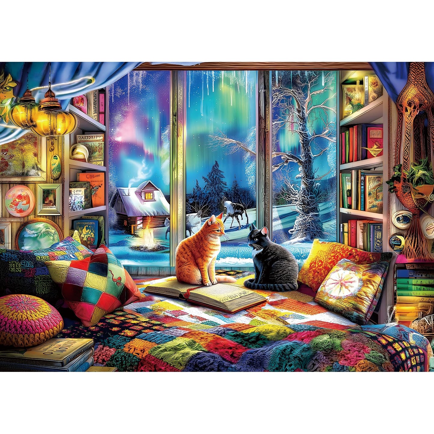 PuzzOne Northern Lights 1000 Piece Jigsaw Puzzle for Adults — Aurora Borealis Winter Scene