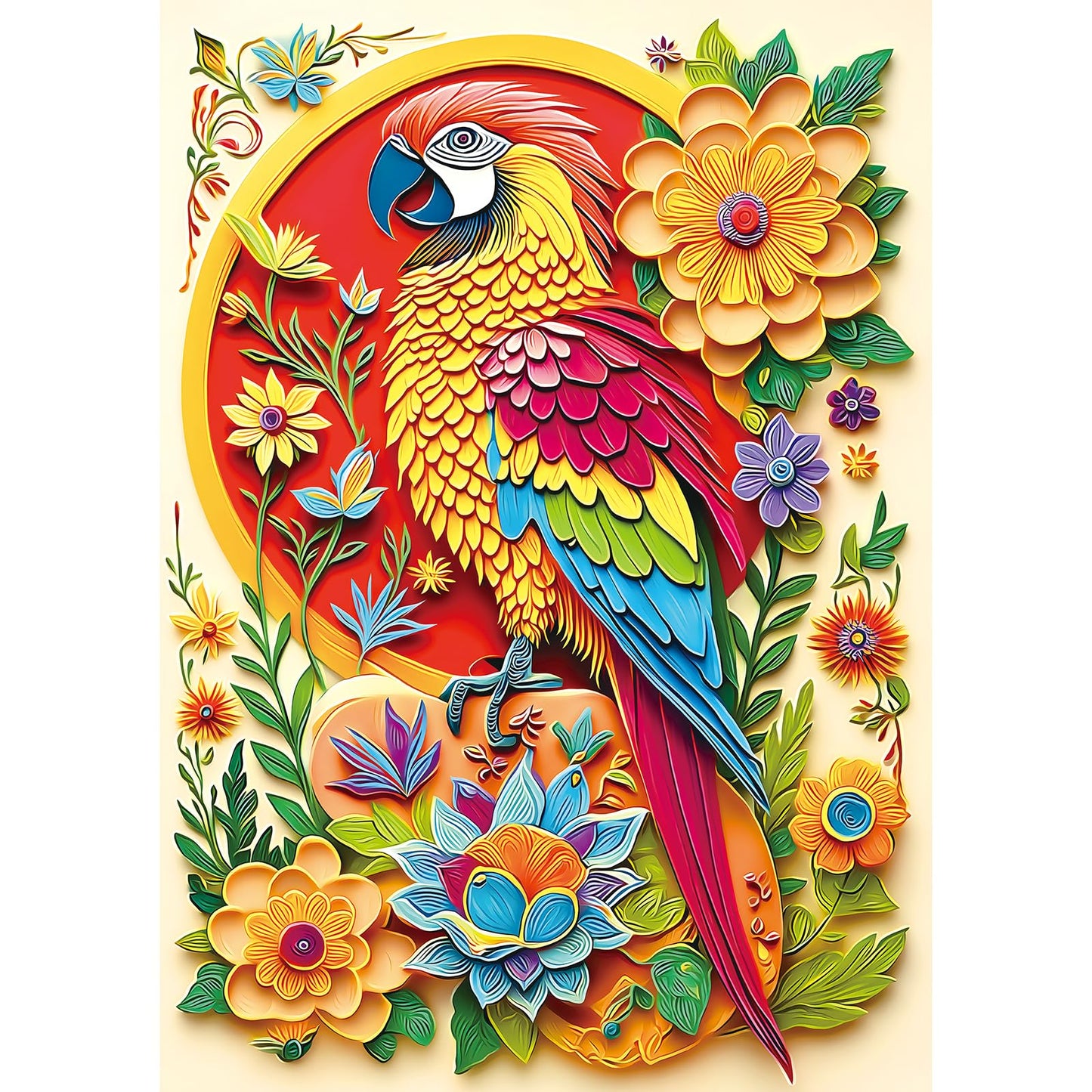 PuzzOne 1000 Piece Puzzle for Adults – Colorful Parrot & Floral Design with Lettered Back, 27.5in x 19.7in