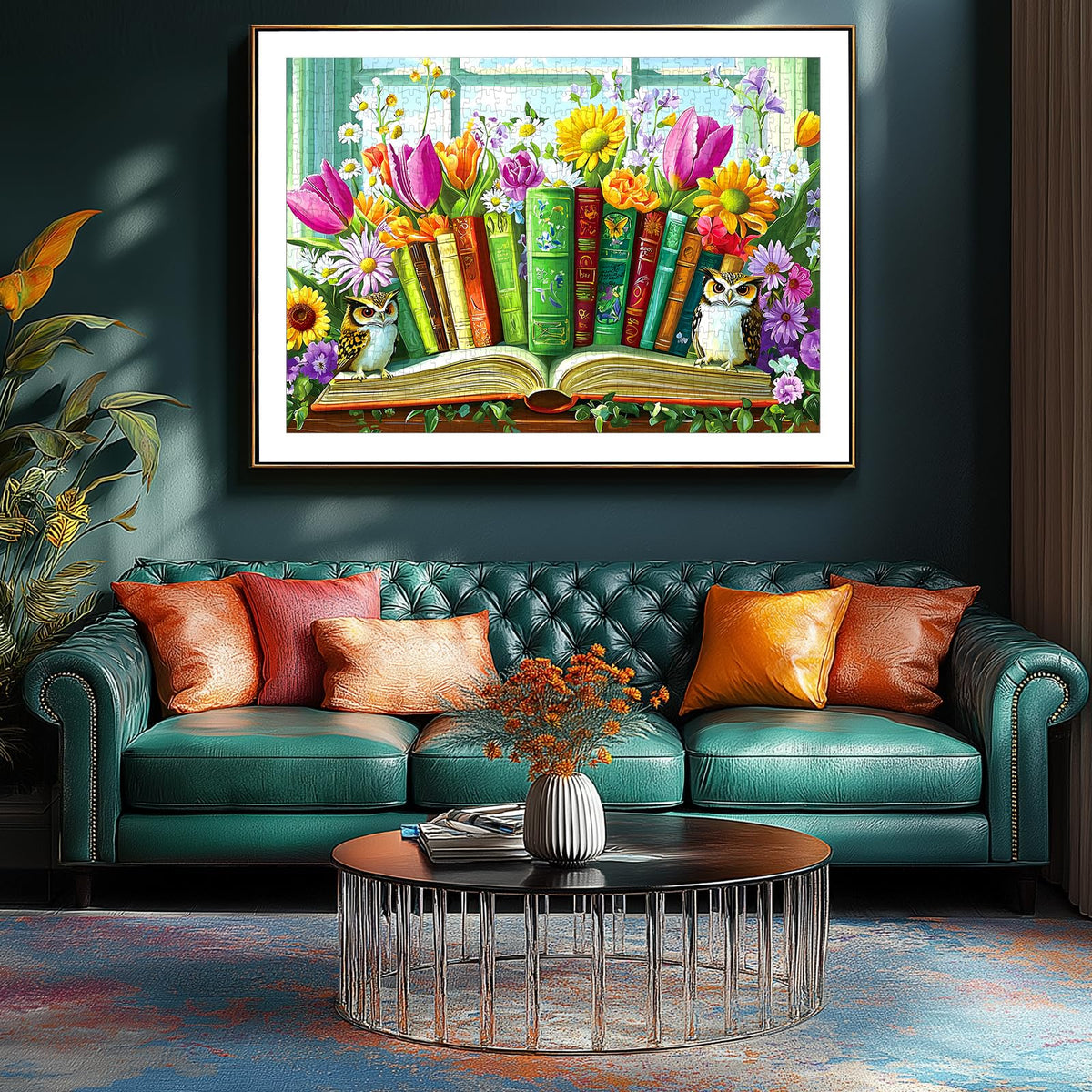 PuzzOne 1000-Piece Wildflower Book & Owl Puzzle for Adults — 27.5 x 19.7 in