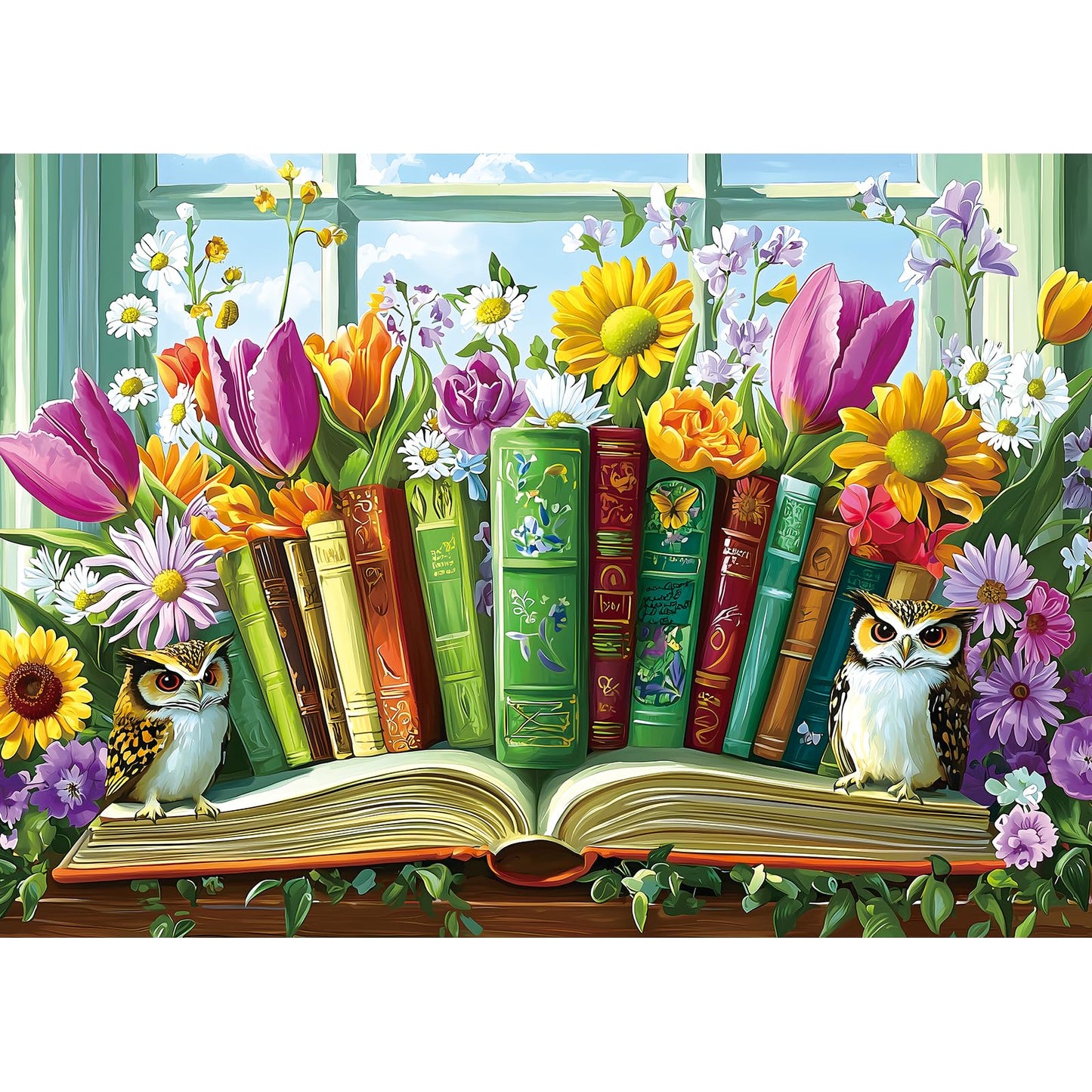PuzzOne 1000-Piece Wildflower Book & Owl Puzzle for Adults — 27.5 x 19.7 in