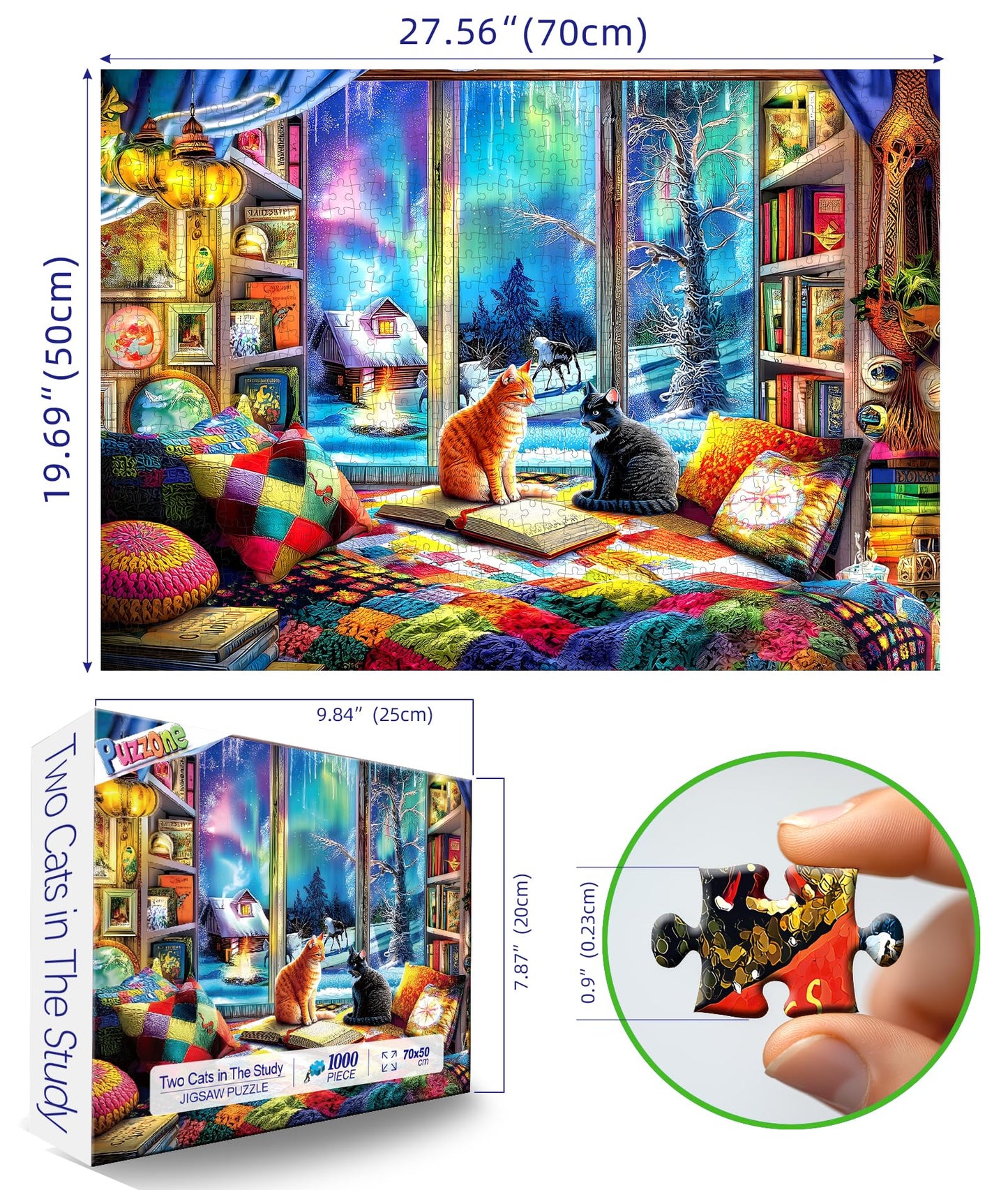 PuzzOne Northern Lights 1000 Piece Jigsaw Puzzle for Adults — Aurora Borealis Winter Scene