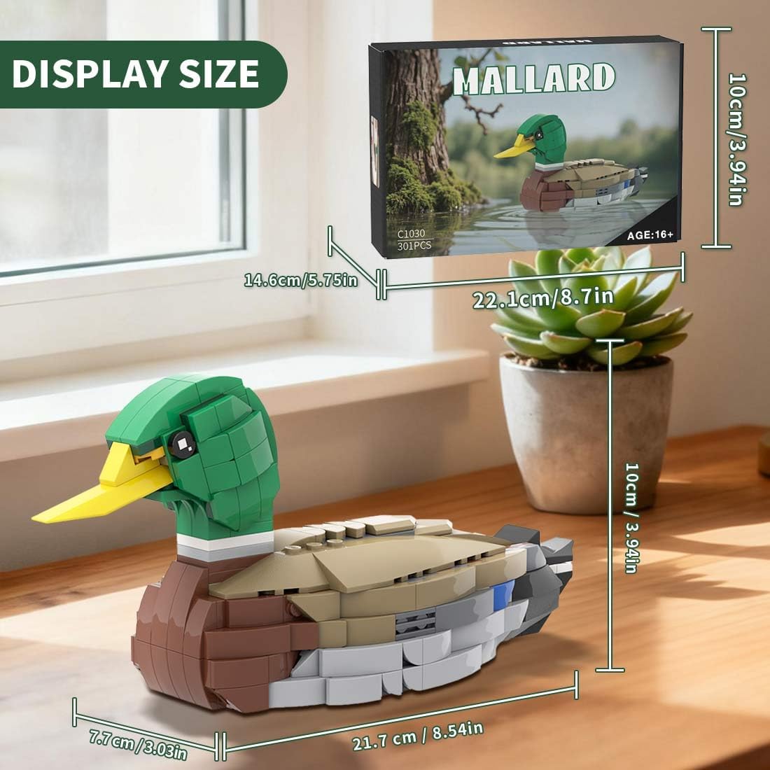 PuzzRyxius Mallard Duck Building Set MOC-199926 – 301-Piece Display Model for Home or Office