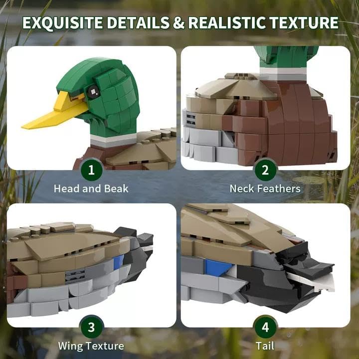 PuzzRyxius Mallard Duck Building Set MOC-199926 – 301-Piece Display Model for Home or Office