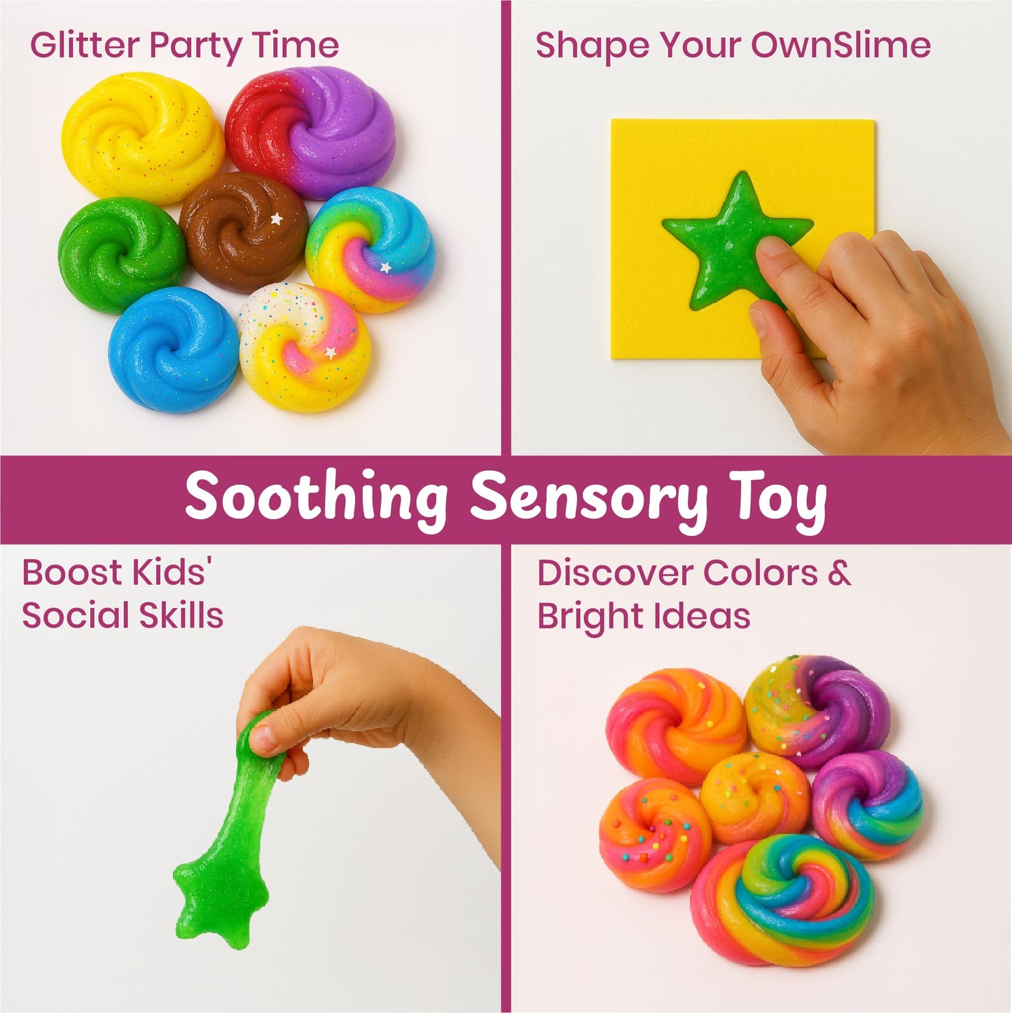 PW DIY Slime Making Kit for Kids 4+ | Scented Glitter Butter Slime with Unicorn, Dinosaur & Mermaid