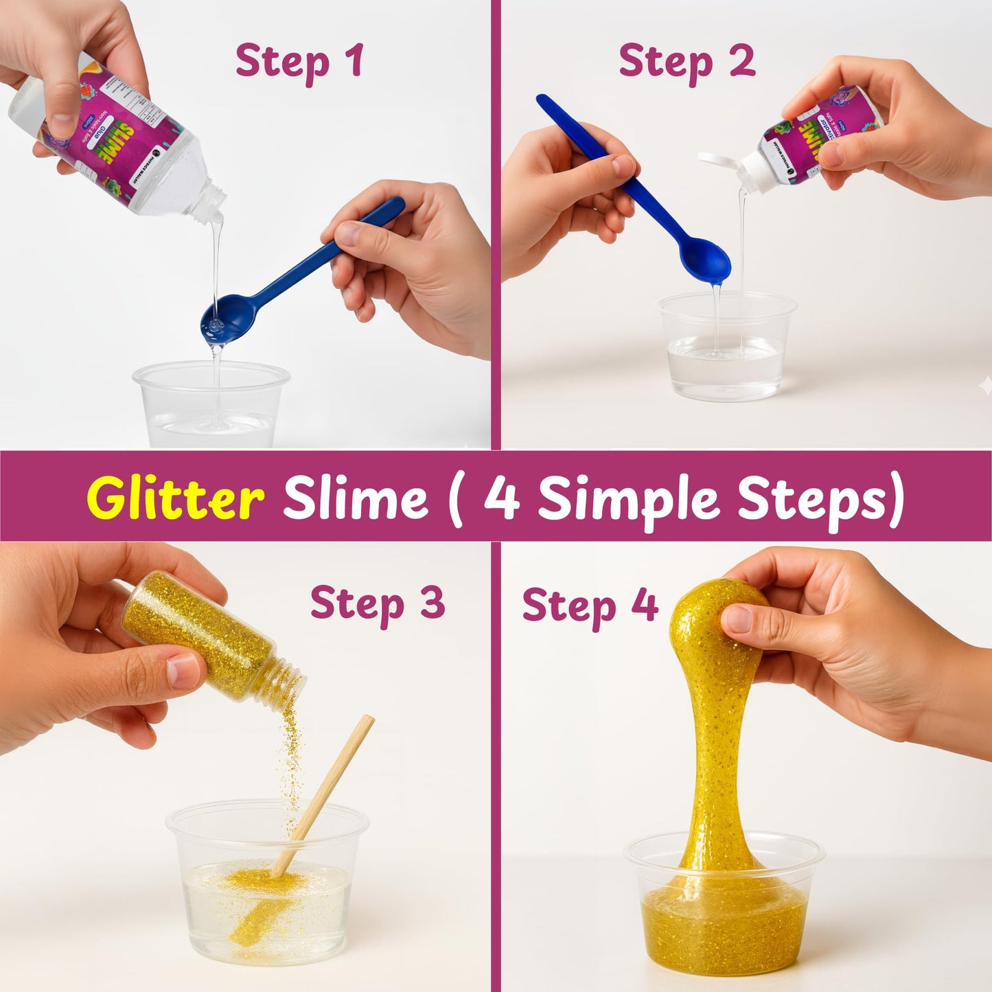 PW DIY Slime Making Kit for Kids 4+ | Scented Glitter Butter Slime with Unicorn, Dinosaur & Mermaid