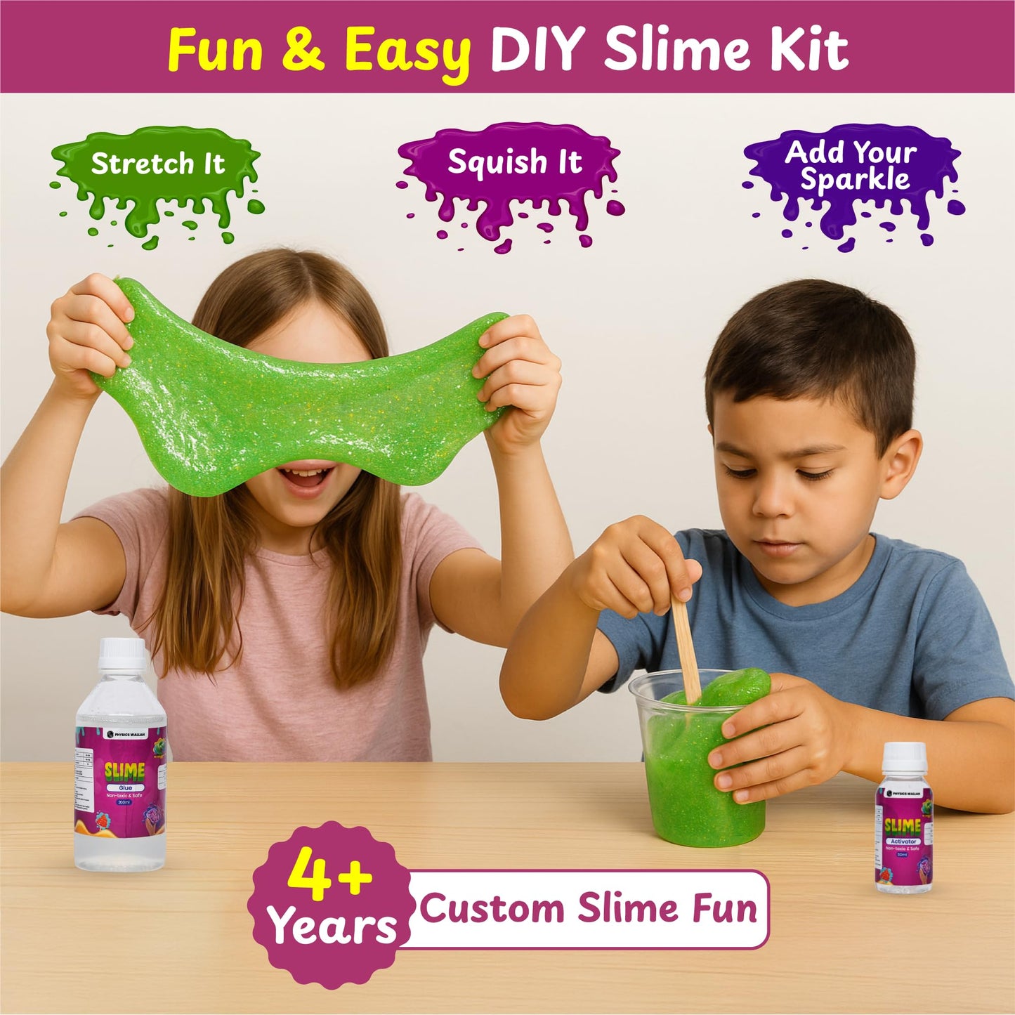 PW DIY Slime Making Kit for Kids 4+ | Scented Glitter Butter Slime with Unicorn, Dinosaur & Mermaid