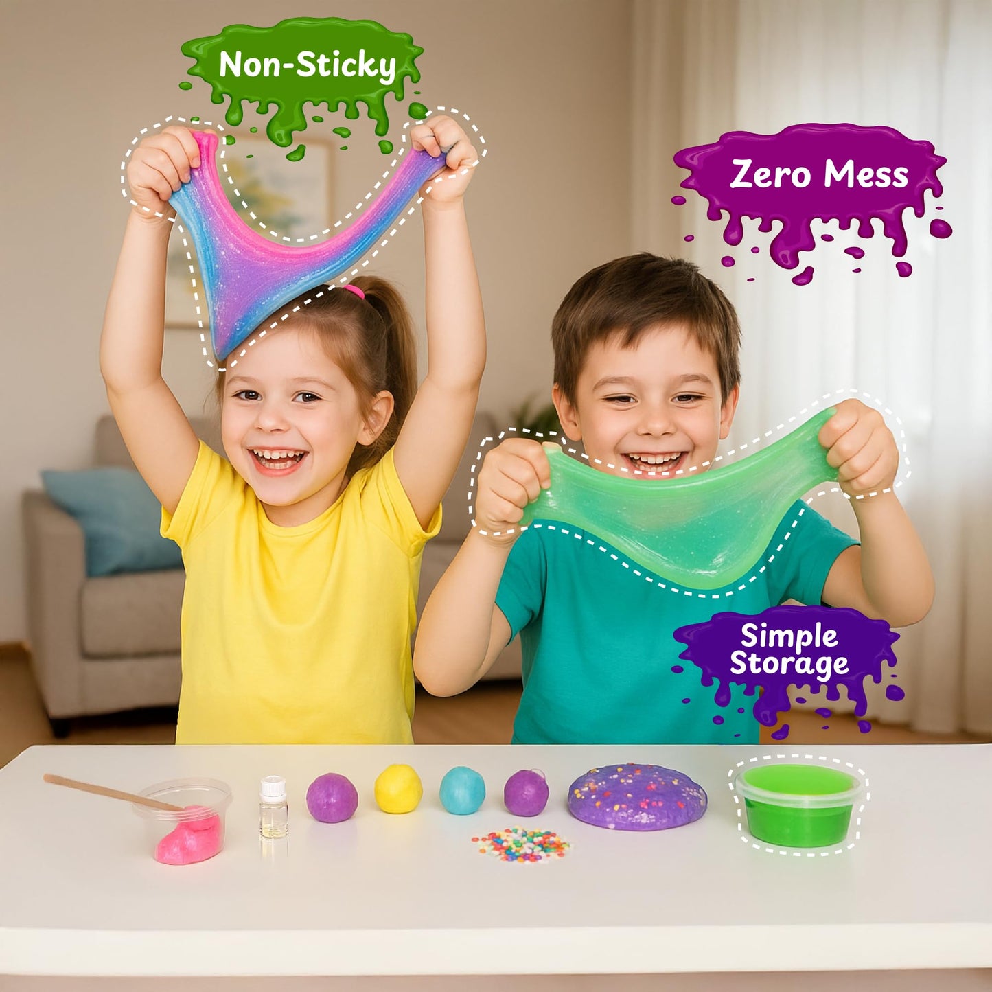 PW DIY Slime Making Kit for Kids 4+ | Scented Glitter Butter Slime with Unicorn, Dinosaur & Mermaid