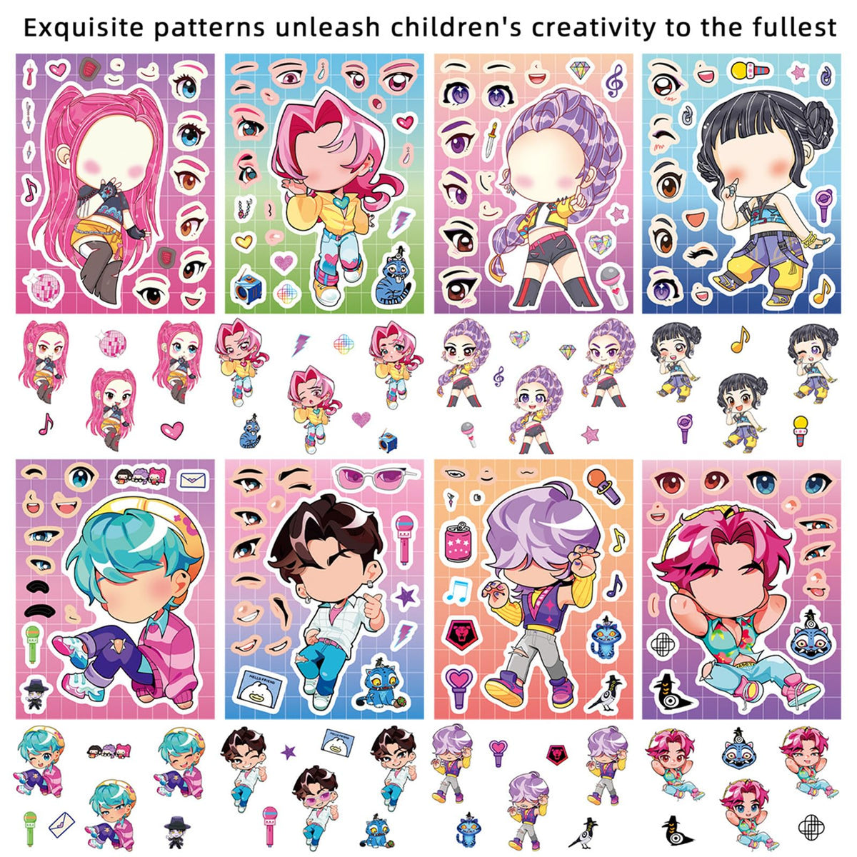PWSTY 24Sheets Make a Face Demon Sticker Set for Teens – DIY Cartoon Pack