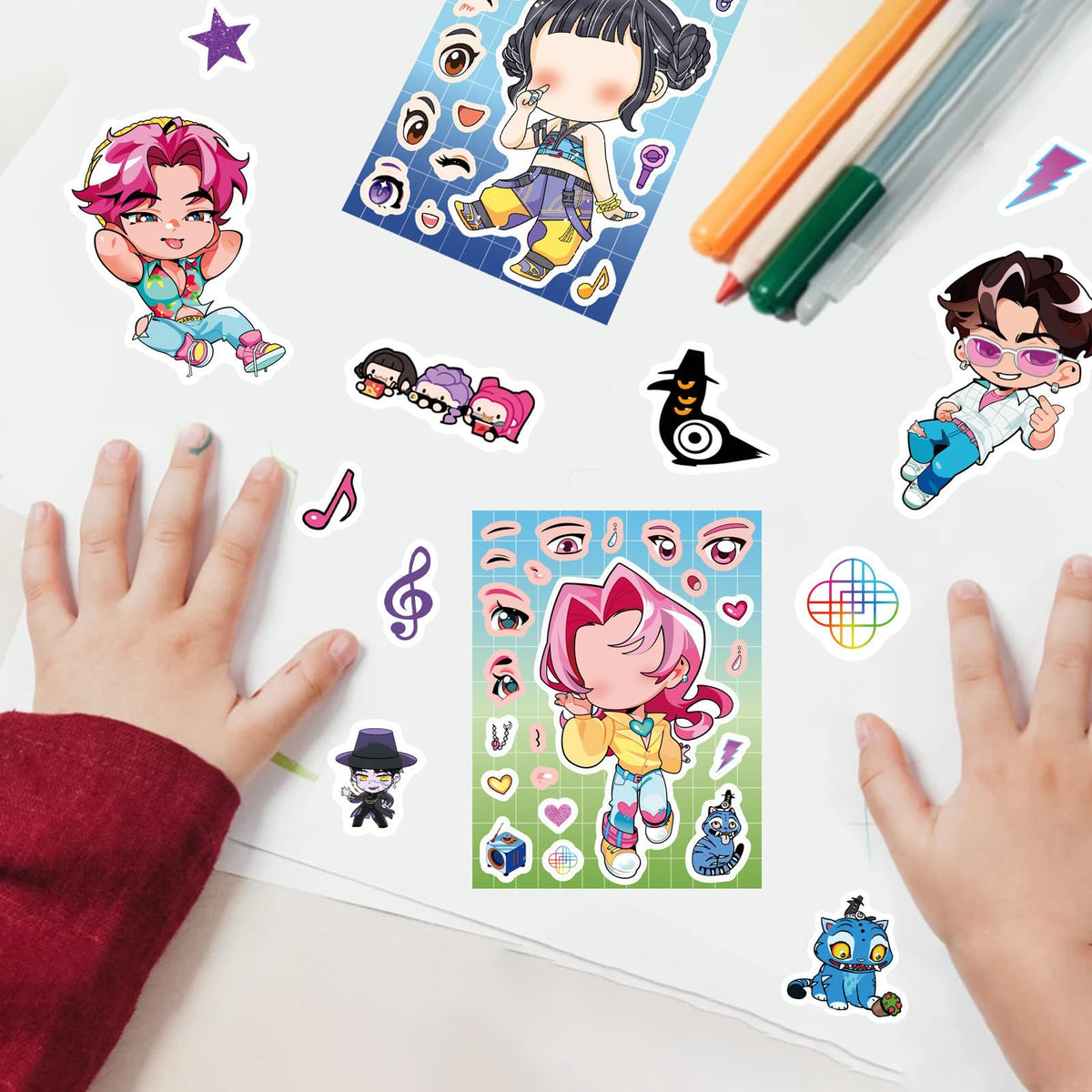 PWSTY 24Sheets Make a Face Demon Sticker Set for Teens – DIY Cartoon Pack