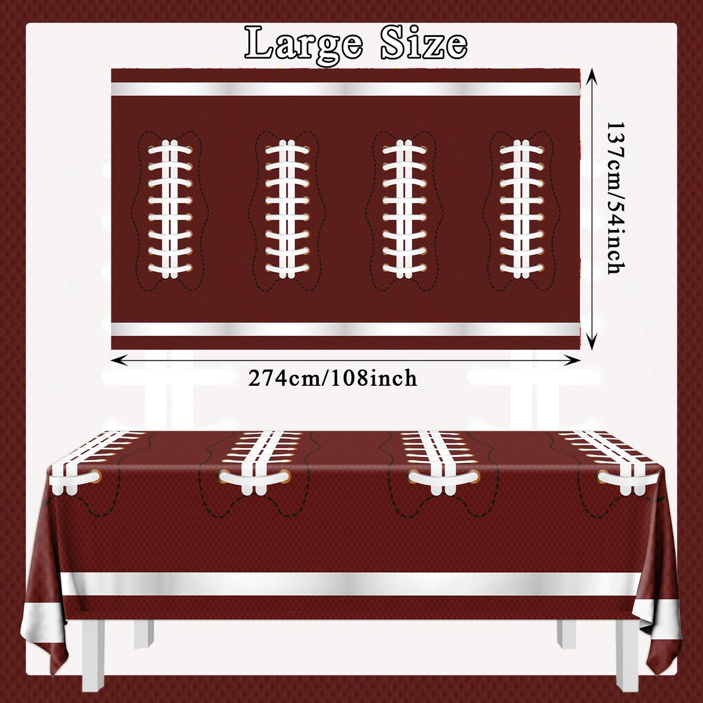 Pymurod Football Field Tablecloth 54x108 in – 3 Pack Disposable Game Day Decor